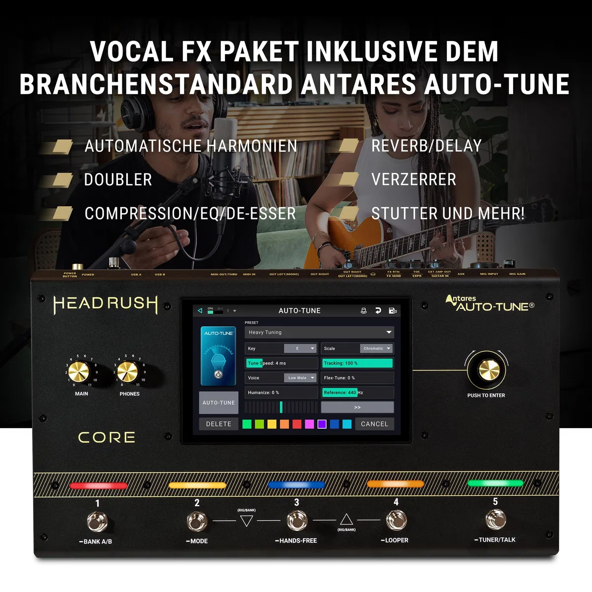 HeadRush Core - Gitarre und Vocal Multi Core Effekt Amp Modelling Prozessor mit Cloning, Looper, Antares Auto-Tune, WLAN, Touchscreen und Bluetooth