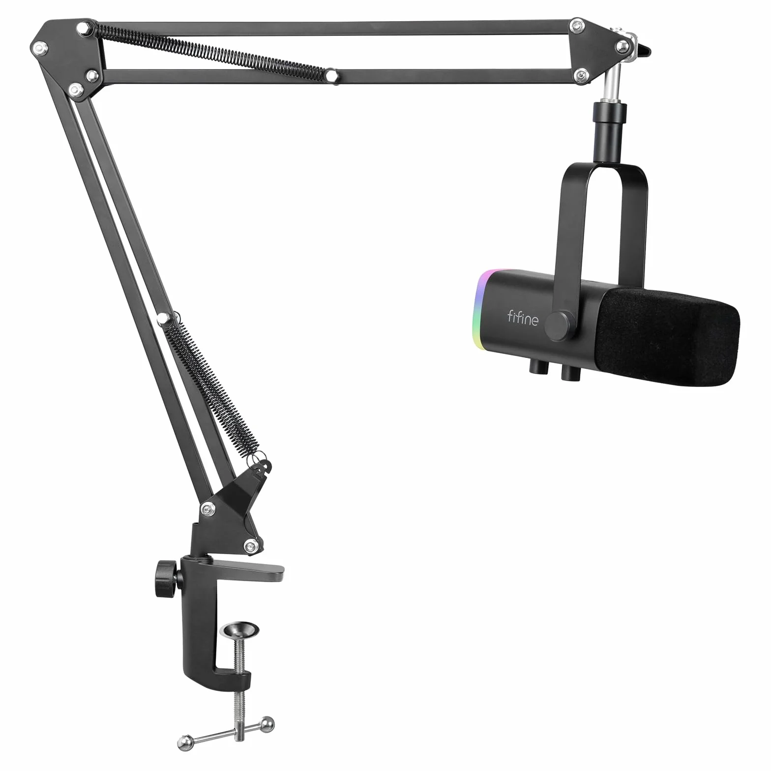 FIFINE XLR Streaming Mikrofon mit Arm für Podcast Studio, USB Dynamisch Mikrofon Gaming PC mit Stummschalttaste