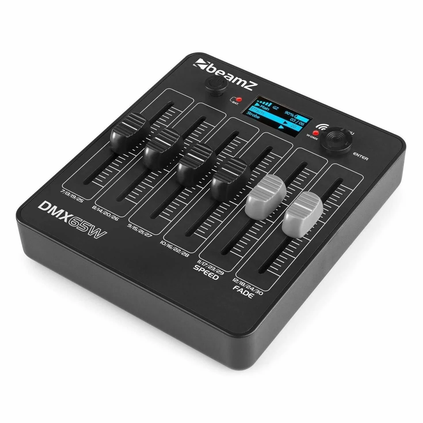 BeamZ DMX65W - Akkubetriebener 30-Kanal Funk DMX Controller - Wireless DMX Konsole - Lichtmischpult drahtlos