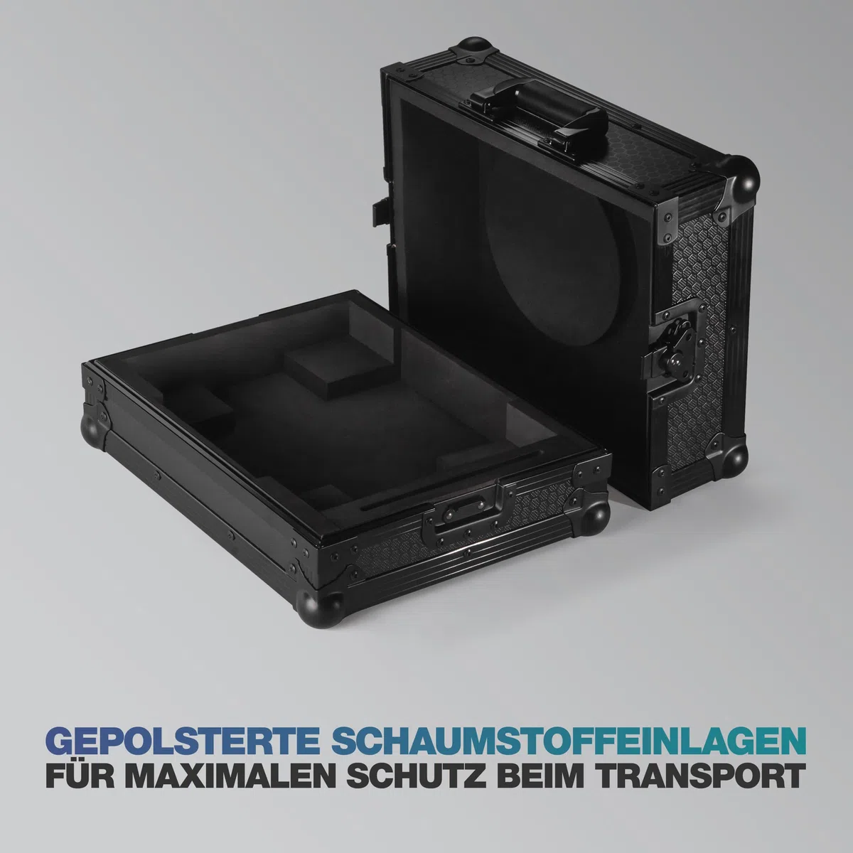 Reloop Premium RP-7 Turntable Case - Robuste Konstruktion mit kratzfester Hexa-Oberfläche in mattem Schwarz