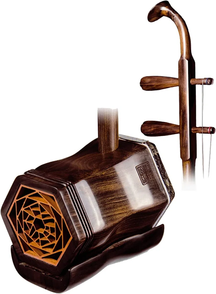 Solidwood Erhu, Erhu Musikinstrument, Handgefertigtes Erhu in professioneller Aufführungsqualität mit hochwertiger Aufbewahrungsbox