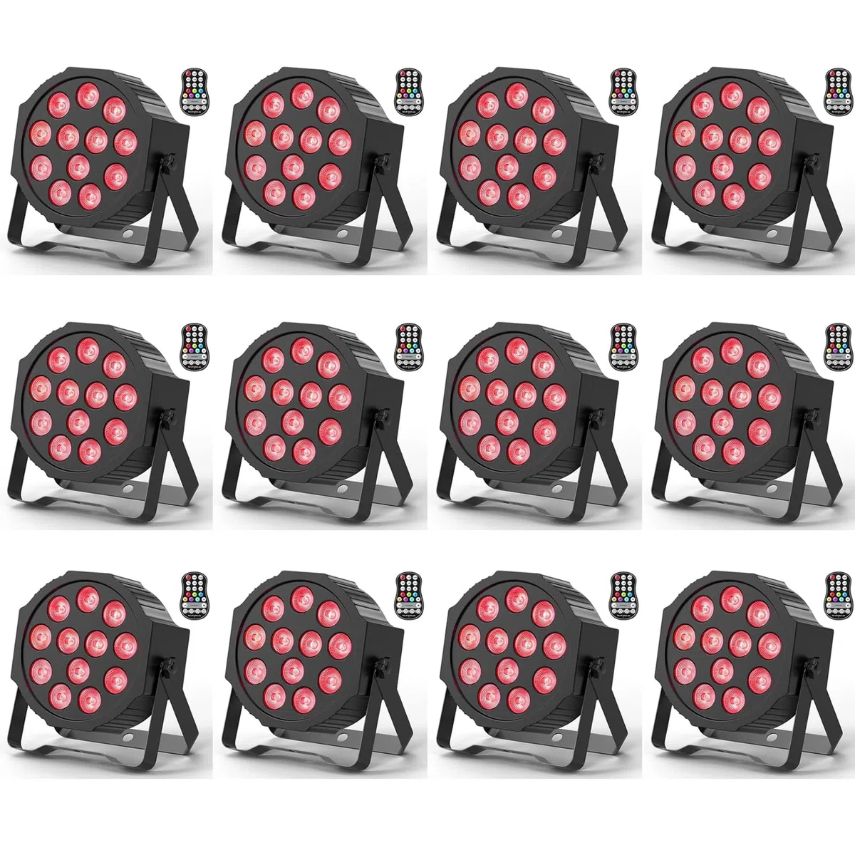 12PCS RGBW LED Par Strahler Akku, 12 LED Bühnenlicht Wiederaufladbar mit Fernbedienung und Timing, Discolicht Partylicht Effektstrahler 8CH für Outdoor Beleuchtung Bühne Hochzeit Weihnachten