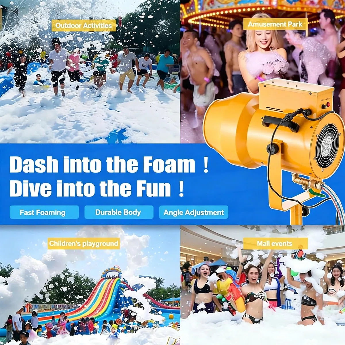 Party-Schaummaschine, 1200 W Outdoor-Schaumgenerator, 3 Meter Sprühweite, 80 m² Abdeckungsbereich, für Gartenpartys