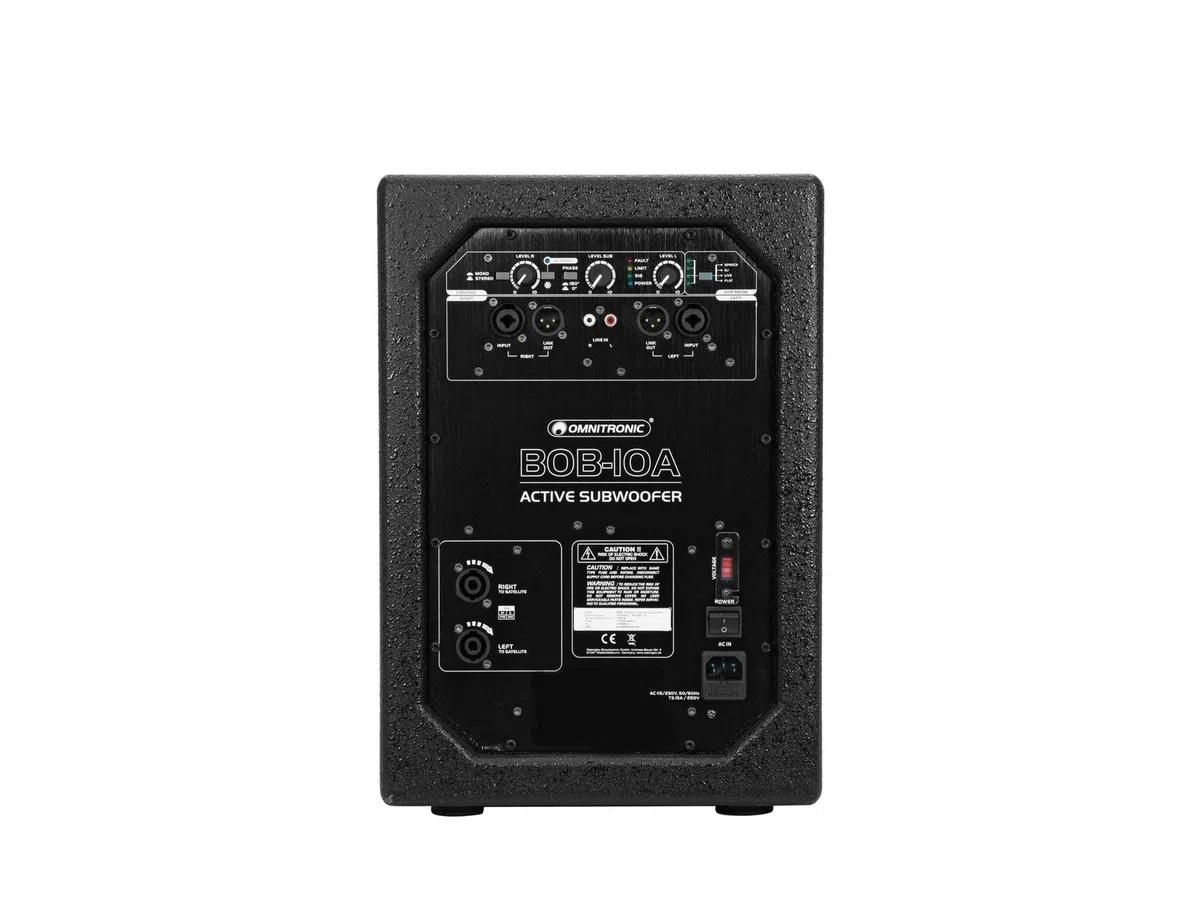 Omnitronic BOB-10A Subwoofer aktiv schwarz | 10"-Bassreflex-Subwoofer mit DSP und 600 W RMS-Leistung | Flexibel erweiterbar mit den BOB-4-Satelliten für 2.1-, 4.1- und 8.1-Betrieb