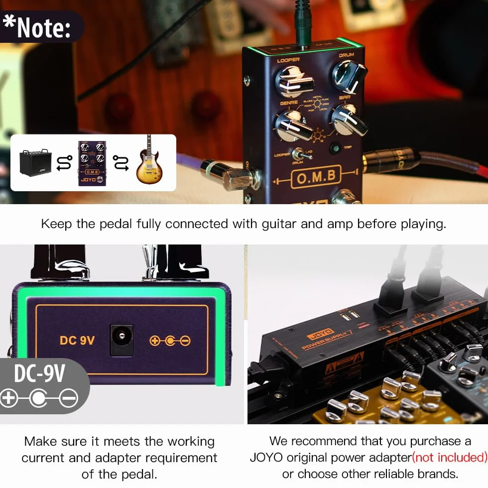 JOYO Looper und Drum Machine Pedal für Cycle Recording und Drums für E-Gitarre (O.M.B R-06)