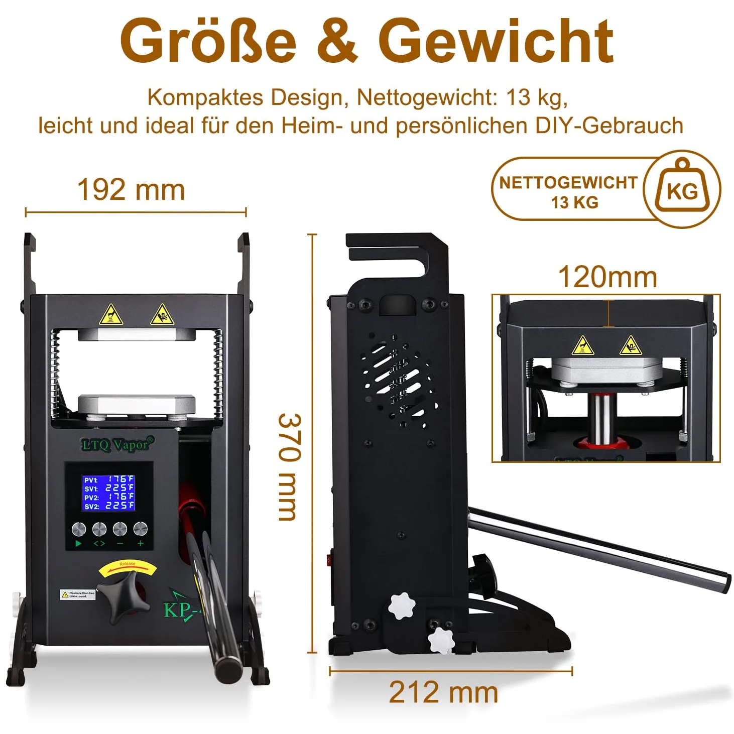 Rosin Presse 4 Tonnen Maschine 600 W Kolophonium-Extraktionsmaschine KP-4 für Kolophonium und getrocknete Blumen mit Temperaturregelung