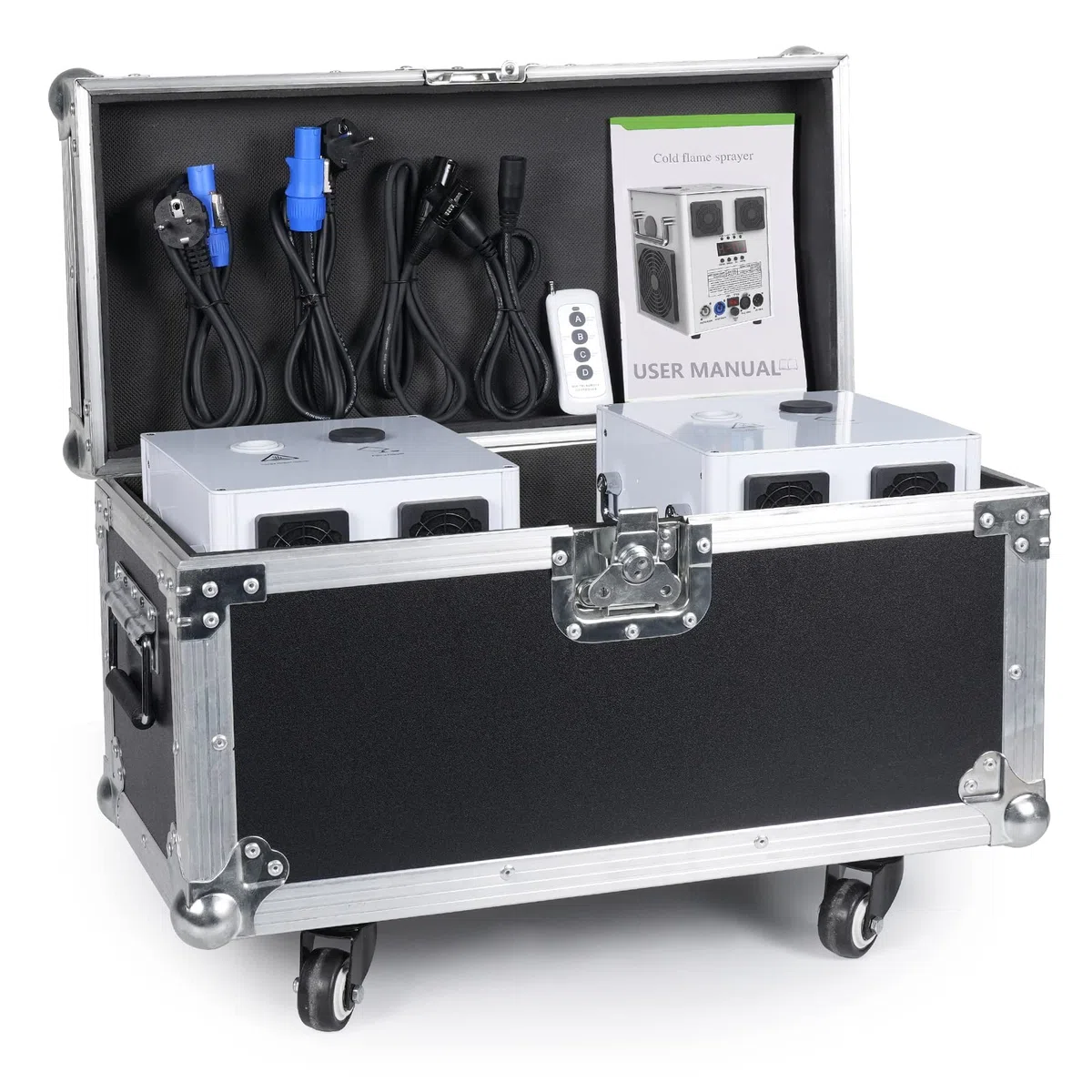 600W Cold Spark Machine mit Flightcase, Spark Machine Stage Effect mit Fernbedienung, Effekthöhe 1-5 Meter Stage Spezialeffekt Machine per DMX-512 in Big Show Hochzeitszeremonie Hochzeit, Bühne Party
