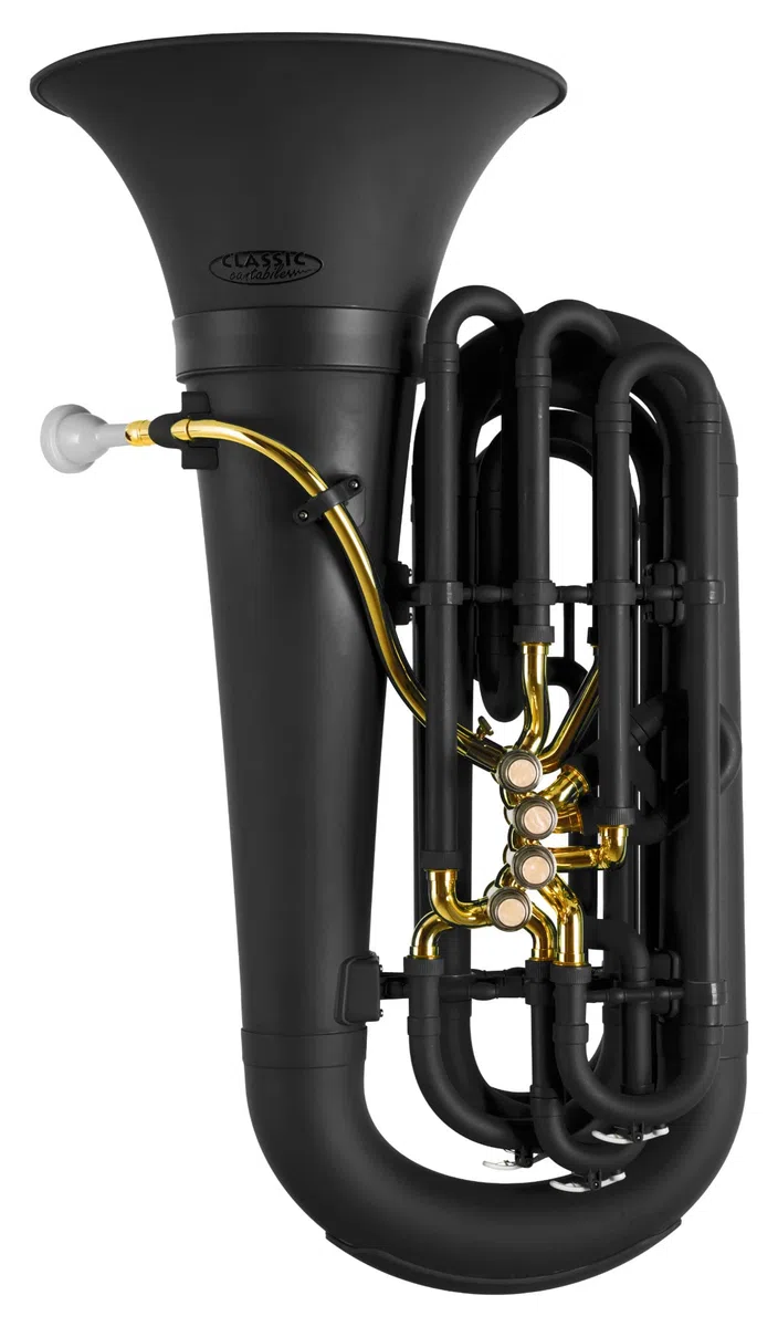 Classic Cantabile MardiBrass Kunststoff C-Tuba - Extrem leicht und sehr stabil - Material Korpus: ABS Kunststoff - Mundrohr und Maschine aus Messing - mit Gigbag & Mundstück - Farbe: Matt-schwarz