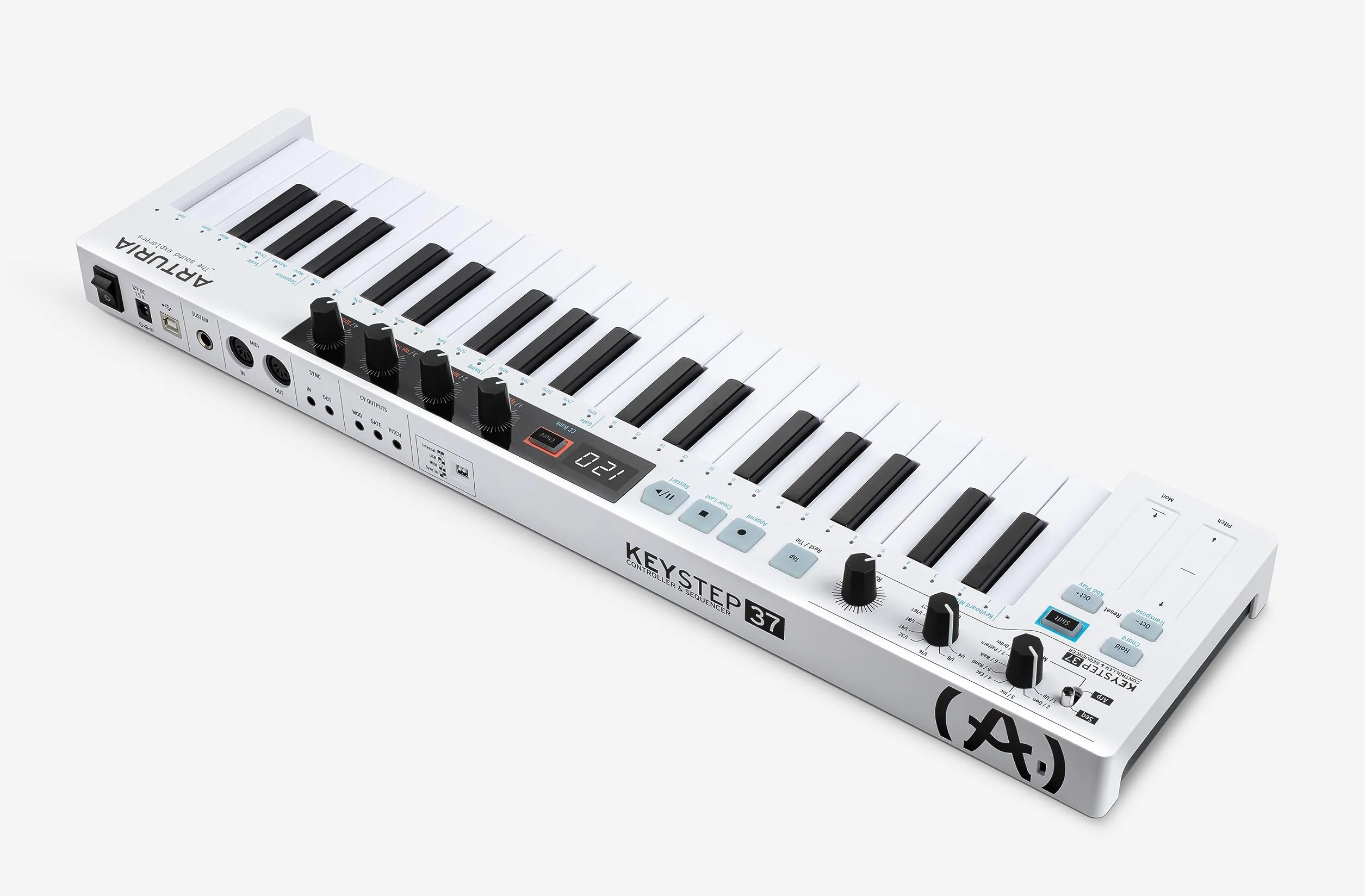 Arturia - Keystep 37- Kreativer MIDI-Controller, Sequenzer, Arpeggiator und Akkord-Generator -37-Noten Slimkey-Keyboard, zuweisbare MIDI CC-Controller, Skalen-Modus, vielseitige Anschlussmöglichkeiten