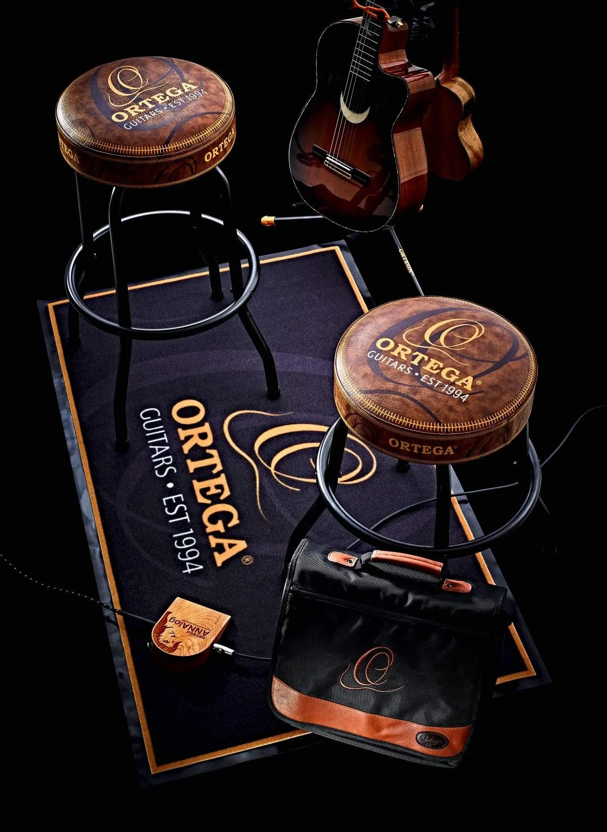 Ortega Guitars gepolsterter Stage Hocker – für Bühne, Bar, Studio, Showroom – 61cm Höhe – Vintage Brown (OBS24V2)
