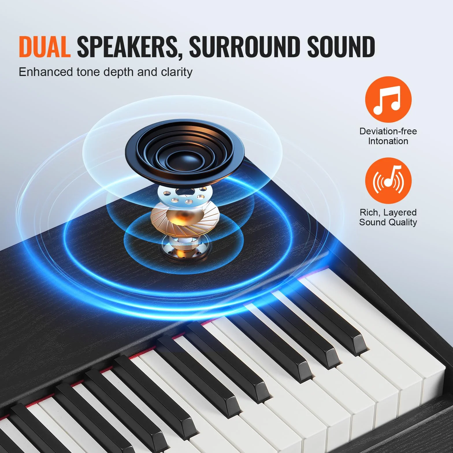 VEVOR Digitalpiano, 88 Tasten, Elektrisches Klaviere, Doppeltastatur und Lautsprecher, einfache Gehäusehalterung mit Kopfhörer, 200 Töne und Rhythmen, unterstützt Bluetooth/USB/MIDI, für Anfänger