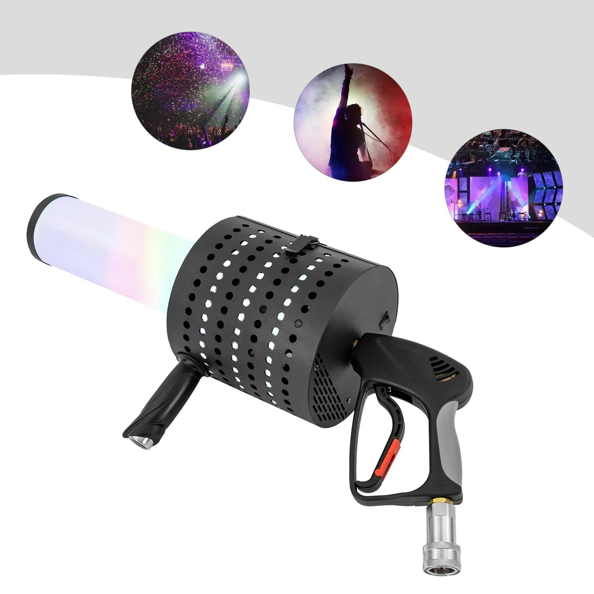 Konfettikanone Elektrisch, 220V Handgeführte Konfetti Maschine, 7 Farben CO ₂ Professionelle Konfetti Maschine, LED Nebel Farbe Papier Jet Maschine für KTV Familientreffen Hochzeit Geburtstag
