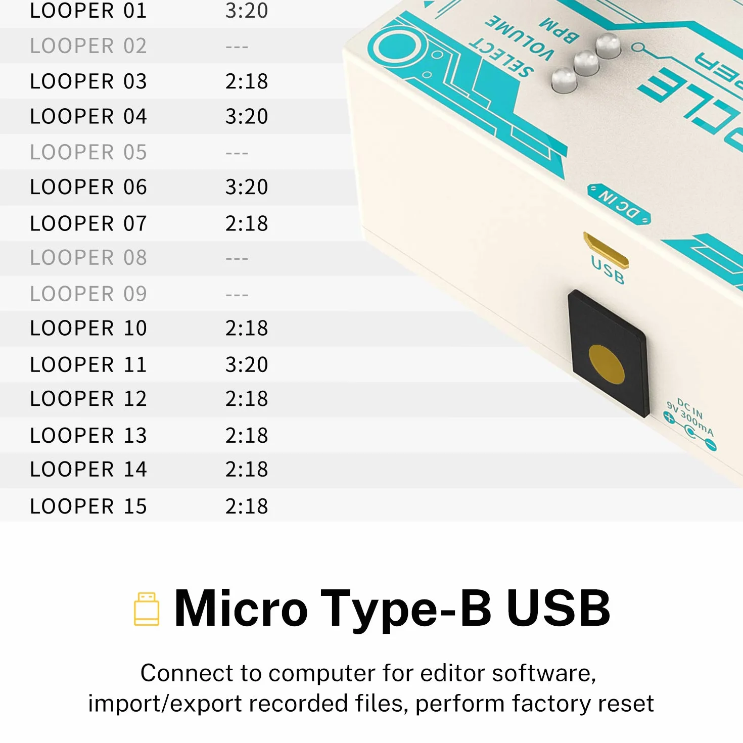 Donner Circle Looper Record Gitarren Effektpedal mit Time Progress Bar Display Loop Pedal Max. 4min Aufnahmezeit für jede Schleife, 160 Minuten Gesamtaufnahmekapazität, Unbegrenzt Overdubbing