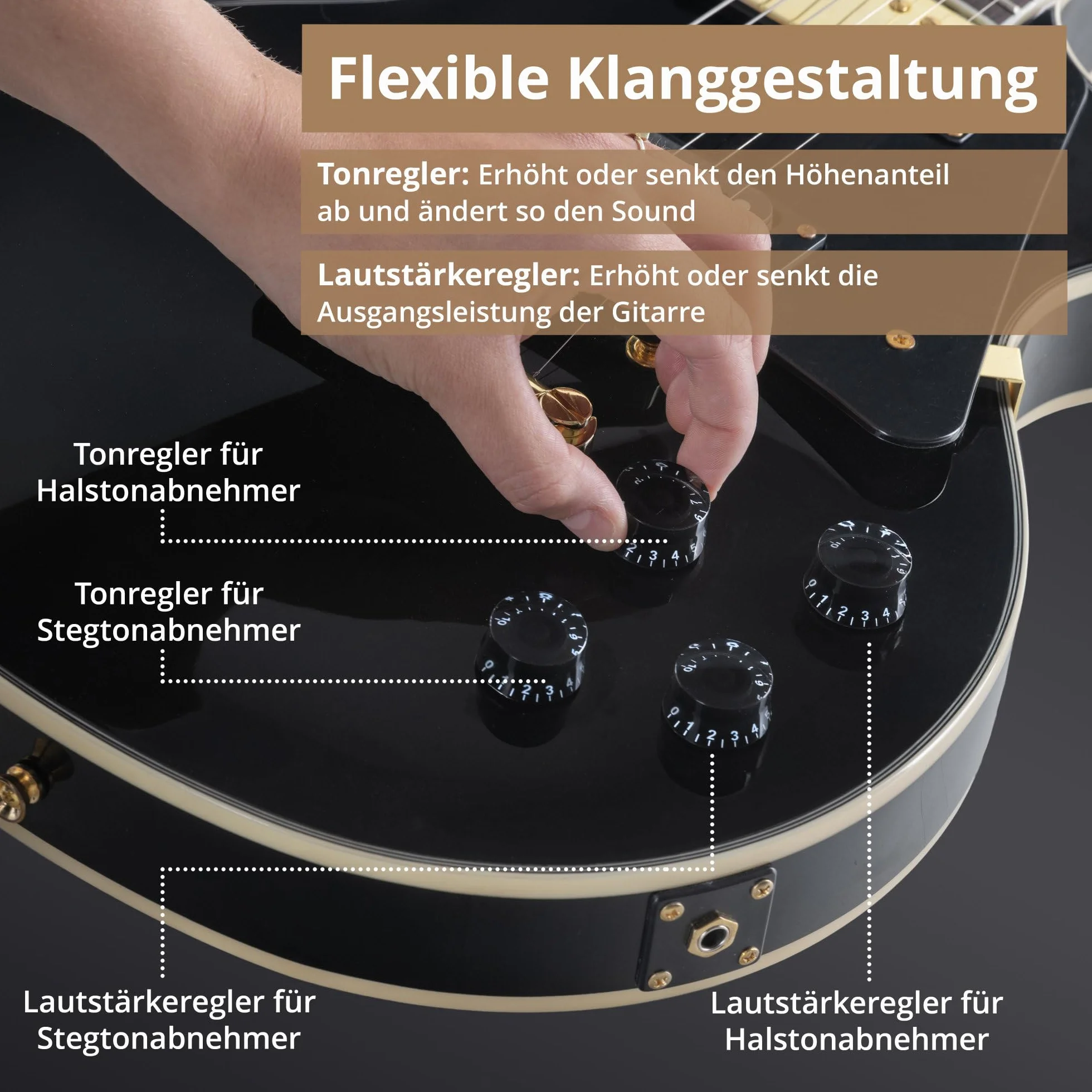 Rocktile Pro L-200BK Deluxe E-Gitarre Black mit Zubehör (Gitarren Gigbag Tasche, Kabel, Plektren, Gitarren Schule mit CD & DVD, Gitarrensaiten)