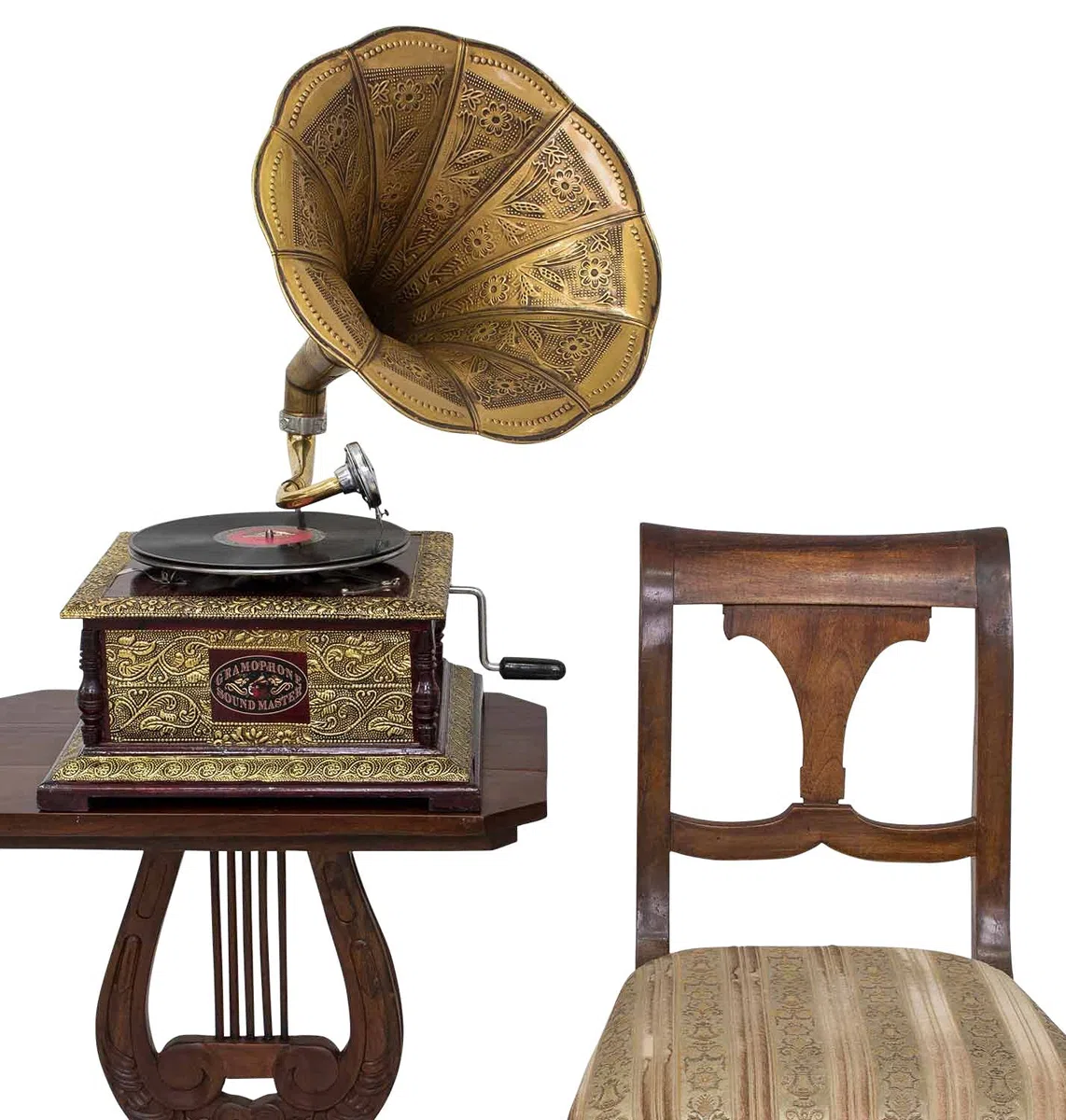 Nostalgie Grammophon Dekoration mit Trichter Grammofon im Antik-Stil (l2)