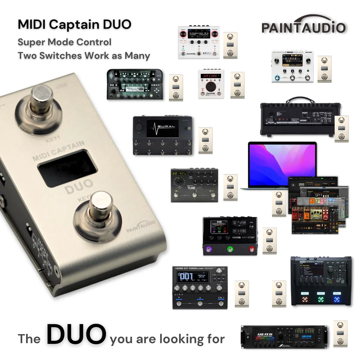Paint Audio MIDI Captain DUO Foot Controller Multi-Effekte Keyboards Synthesizer USB-MIDI DAW DSP Software USB-HID Unterstützung Multi-state Switch Cycling (MIDI Captain DUO)