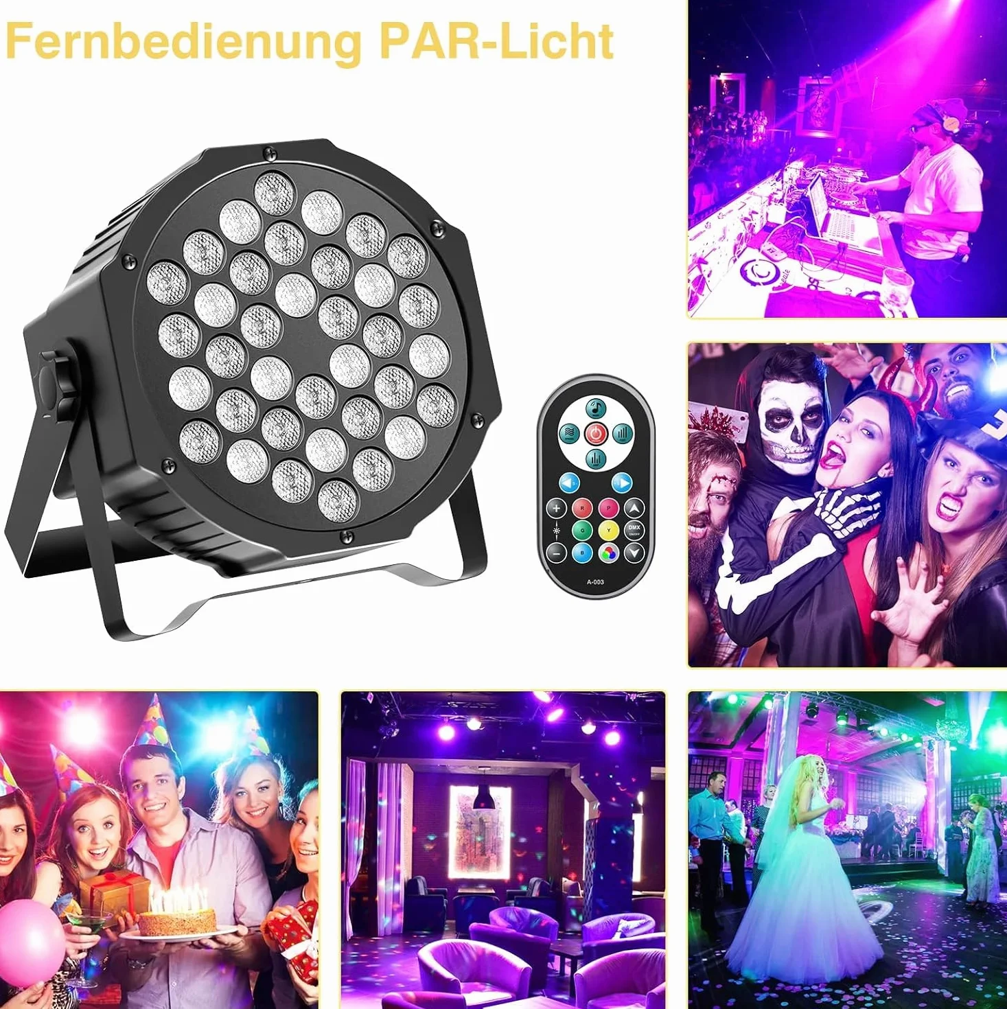 U`King 8PCS LED Par Strahler mit 2PCS Tasche und DMX Controller, RGB Bühnenlicht Partylicht mit Fernbedienung, Discolicht Effektstrahler Beleuchtung für Stage DJ Party Show Bar Halloween Weihnachten