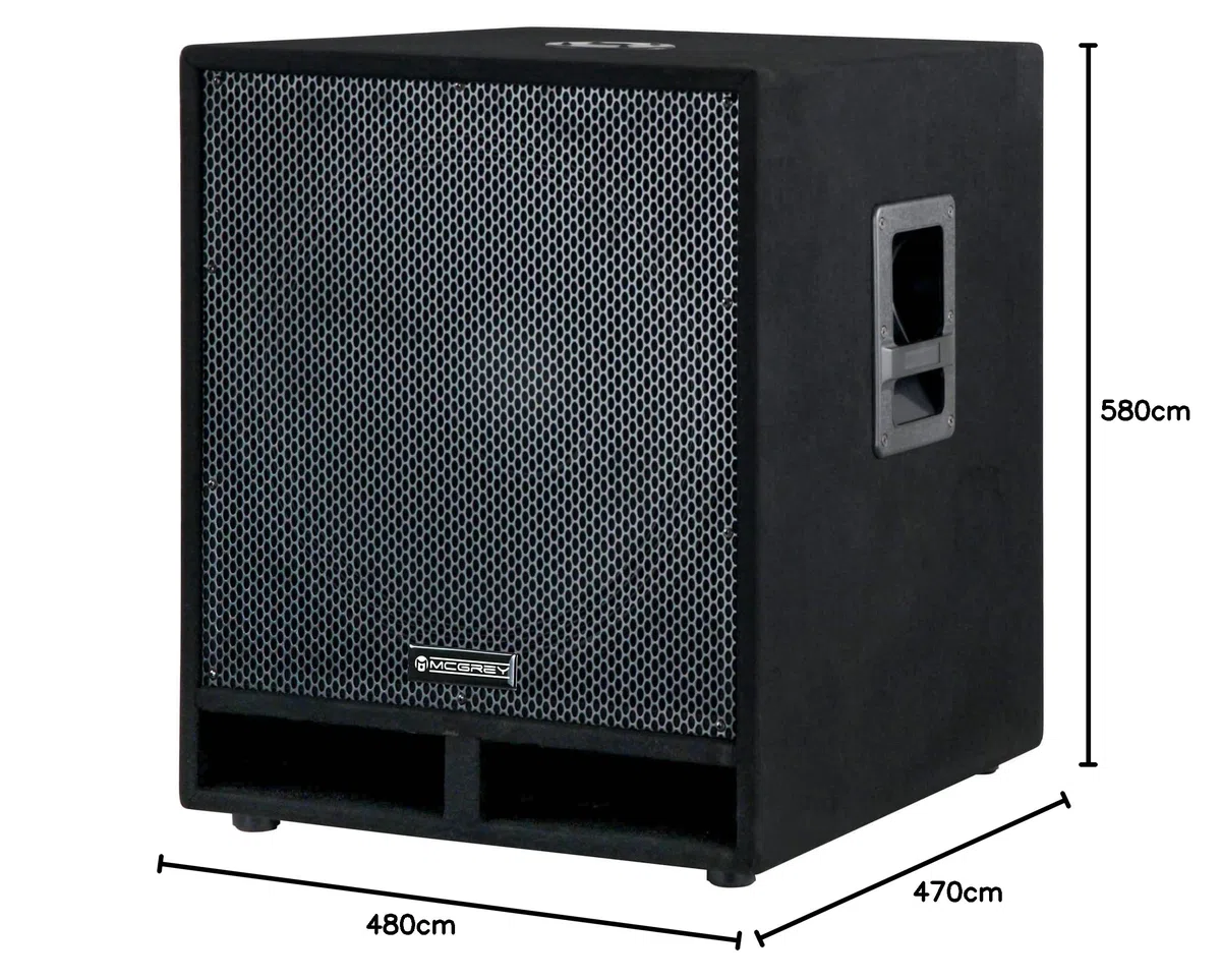 McGrey PAS-118 18" passiver Subwoofer (DJ, PA, Bass Box, 450/900/1800 Watt (RMS/Musikleistung/Peak), Bassreflex-Kanäle, 18" Woofer, SPK-Anschlüsse) schwarz