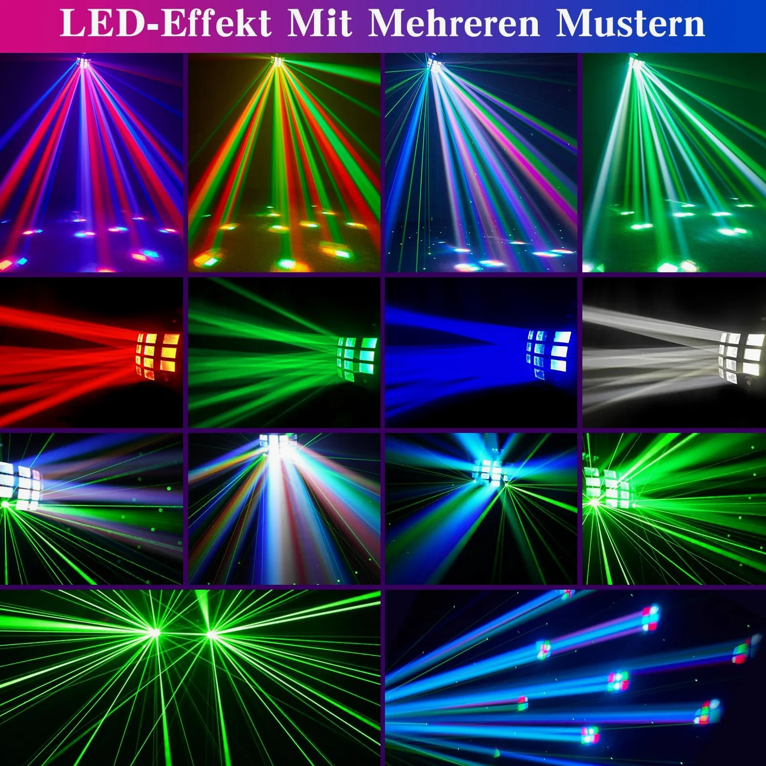 LED Bühnenbeleuchtung Partylicht, DMX512 2 in 1 RGB Disco Licht, Discolicht Party Lichter Musikgesteuert mit Fernbedienung,Derby Light DJ Disco Lichter für Party Club Bar Home Weihnachten Halloween