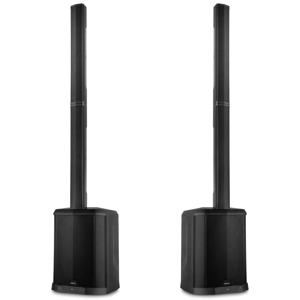 Vonyx VX822 Column Speaker System 2er Set PA Anlage Aktiv 1800 Watt Line Array Säulenlautsprecher 12 Zoll Subwoofer Bluetooth 5.0
