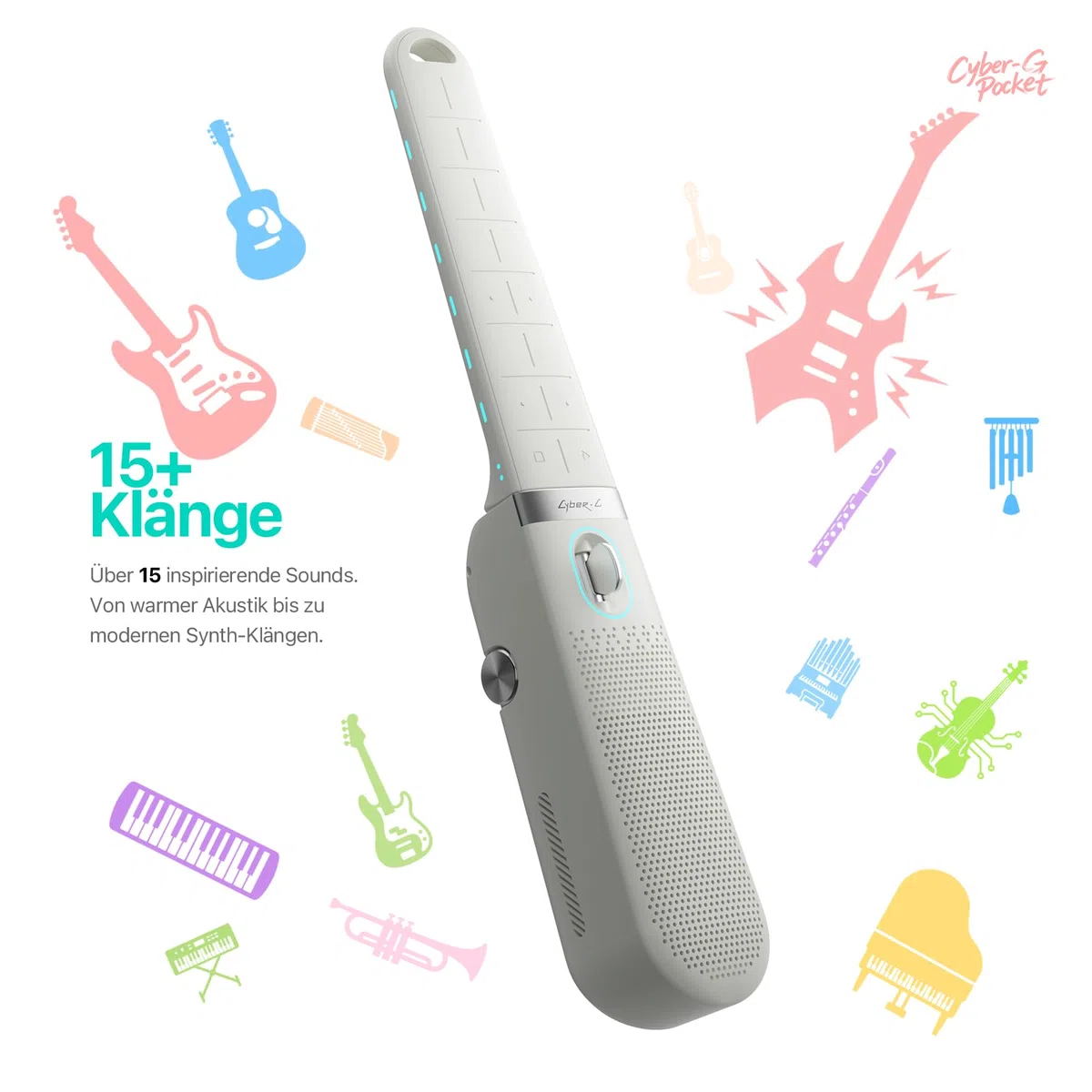 Enya Cyber-G Pocket Smart Gitarre: Spielbarer Lautsprecher 0.8KG Tragbar Faltbar Kabellos Intelligente Soundeffekte Multifunktionales Kreativinstrument Anfängerfreundlich Sofort spielbereit