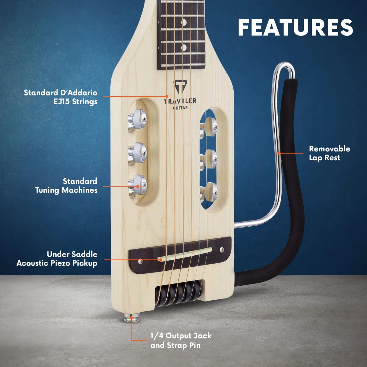 Traveler Guitar Ultra-Light, akustisch-elektrische Gitarre, Ahorn (ULA MPS)