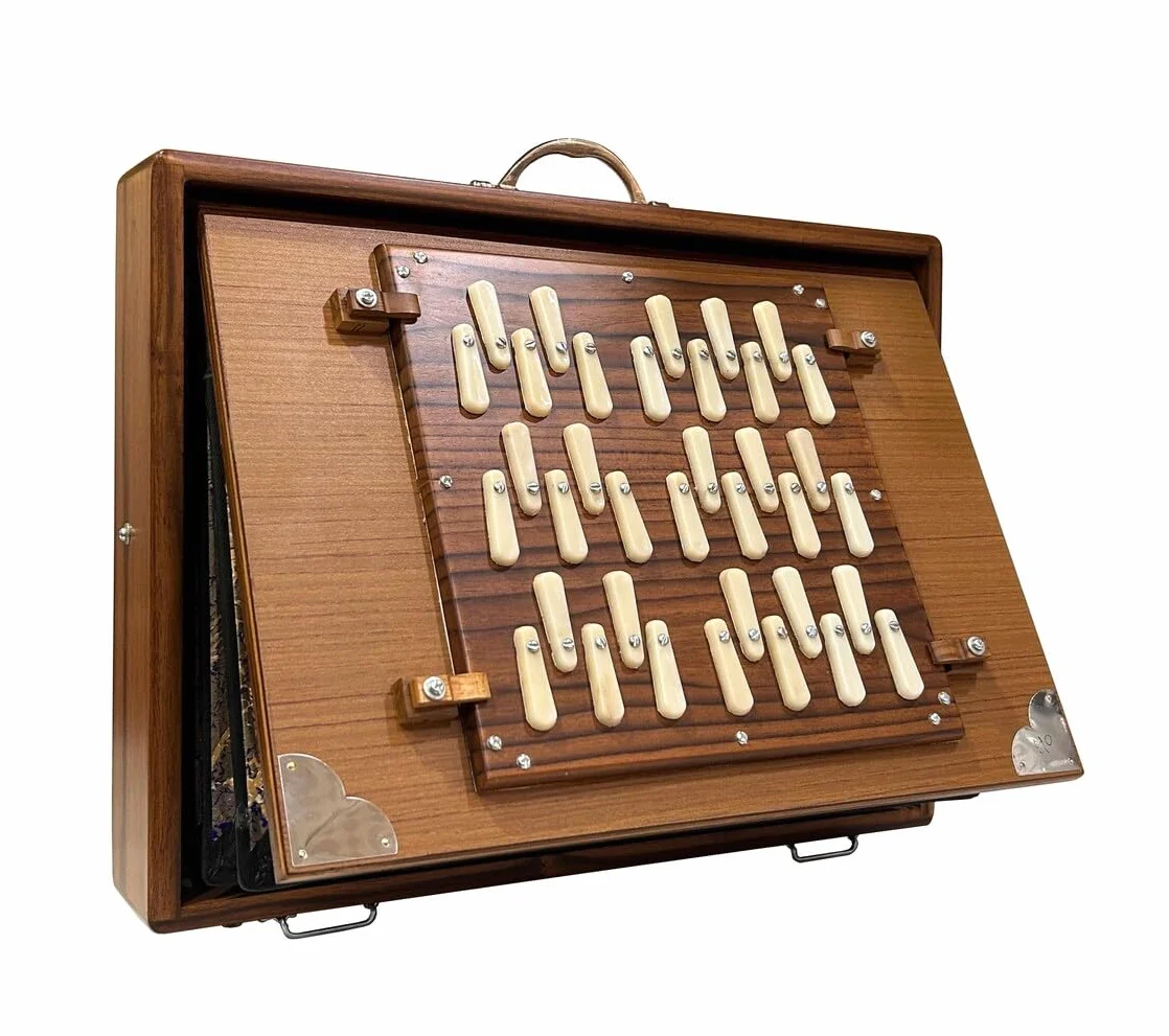 Shruti Box Fußpedal, groß, 36 Tasten, 3 Oktaven, 440 Hz & 432 Hz, Sur Pete Teak & Ply
