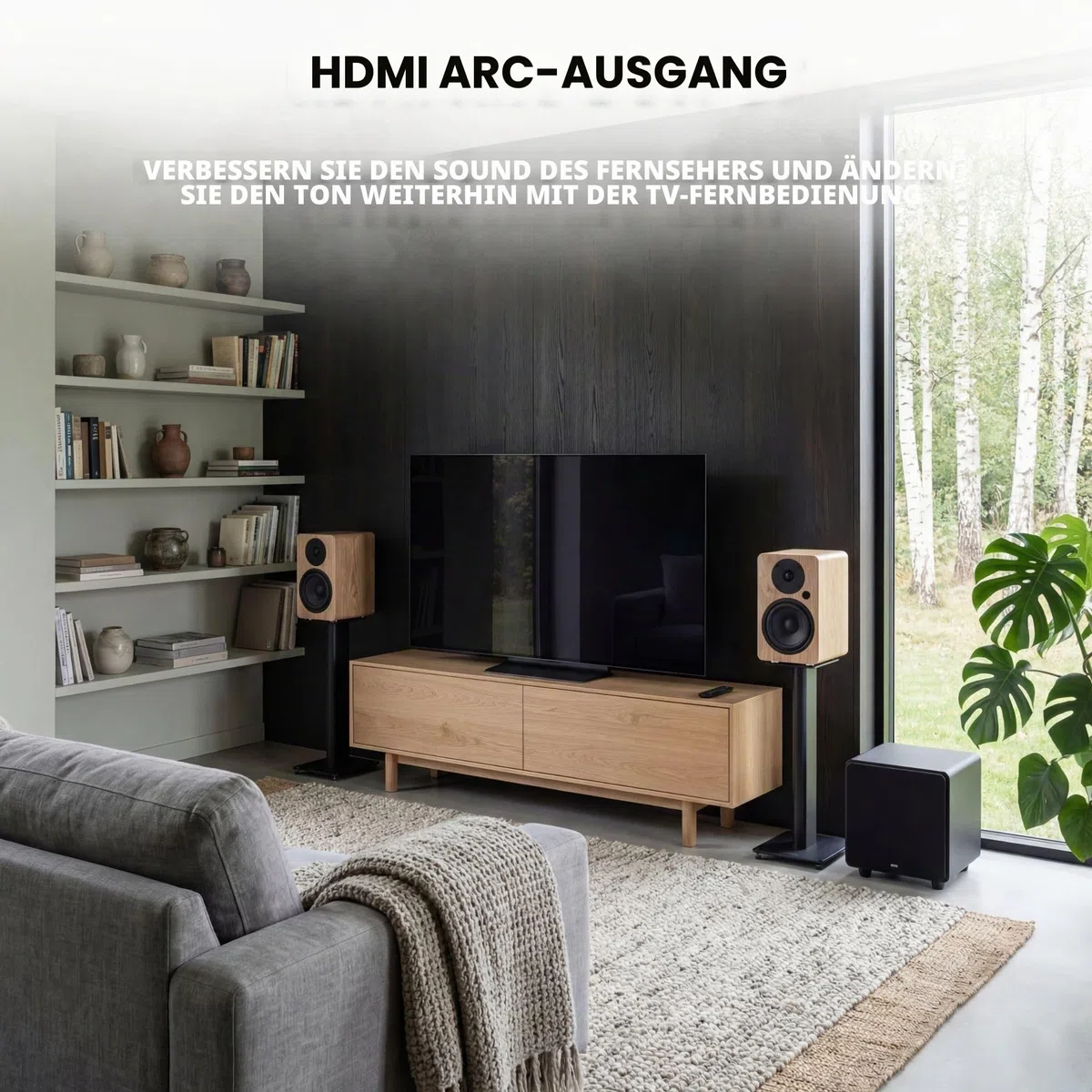 VULKKANO A4 ARC MKII Autoamplifizierte Lautsprecher mit 4" Woofer, Bluetooth 5.0, HDMI ARC, Optik, RCA, USB, mit Subwoofer-Ausgang, Studiomonitore mit elegantem Design, Farbe Braun