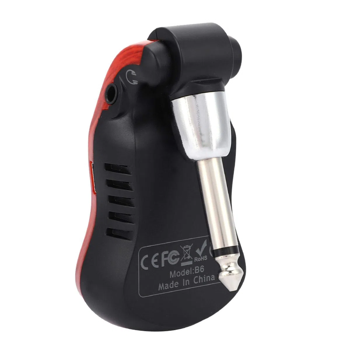 Bluetooth-Gitarreneffektor, tragbarer Gitarreneffektor, USB-Aufladung ABS Kunststoff Rote Holzfarbe für Bluetooth-Geräte Musikinstrument