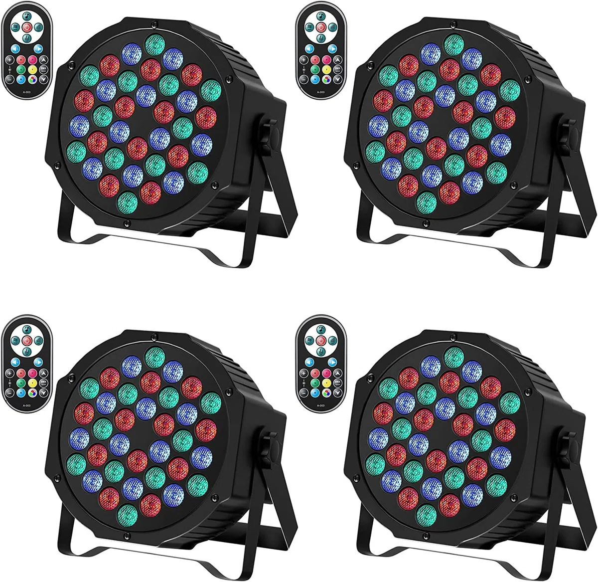 4PCS RGB LED Par Strahler, 72W Bühnenlicht mit Fernbedienung und DMX512, Discolicht Partylicht 9 Modi für Party Disco Bühne Hochzeit Weihnachten Event