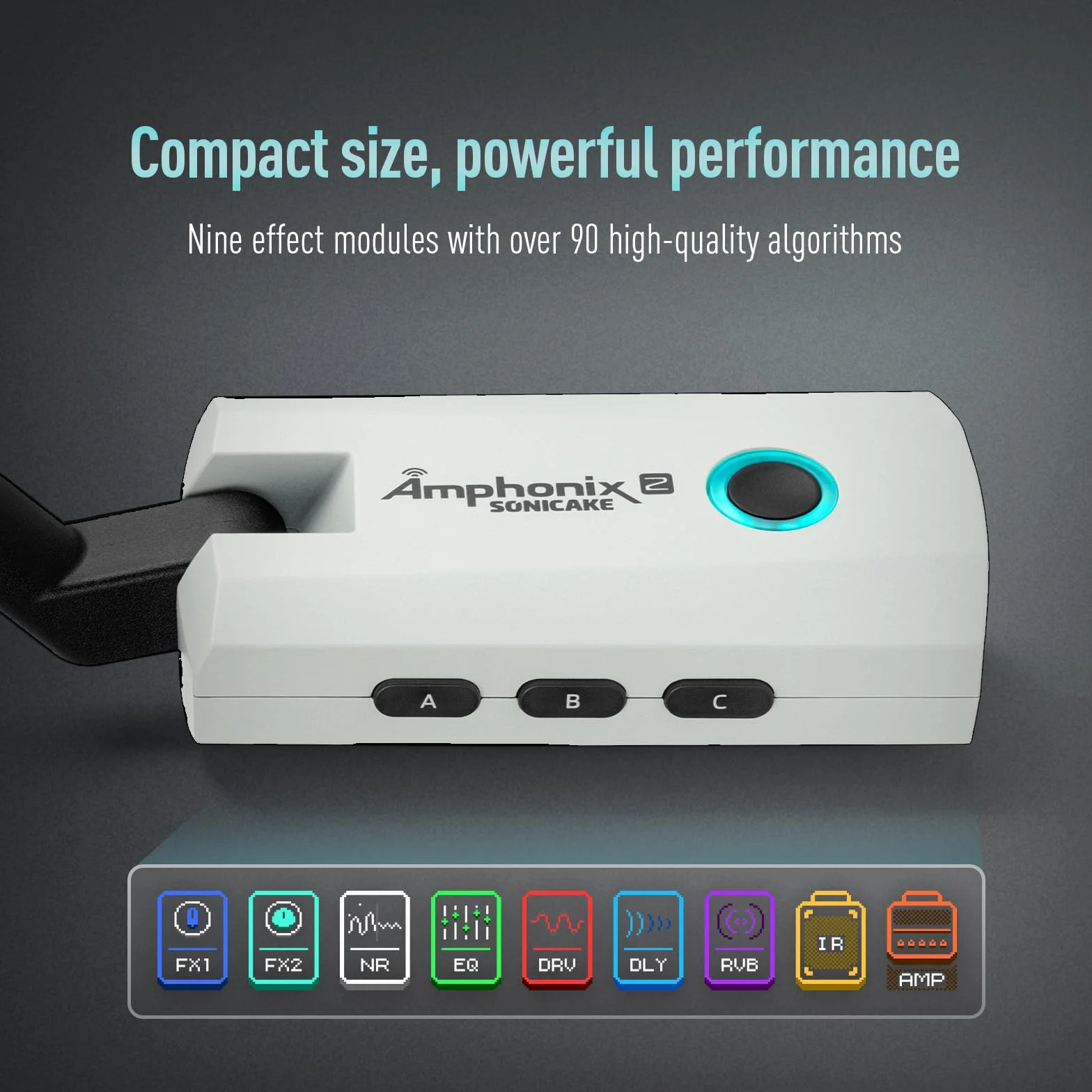 SONICAKE Verstärker Gitarren Kopfhörer 50 Werkspresets, 9 Effektmodule, BT, App Steuerung, USB Audioaufnahme Amphonix 2 QAP-50