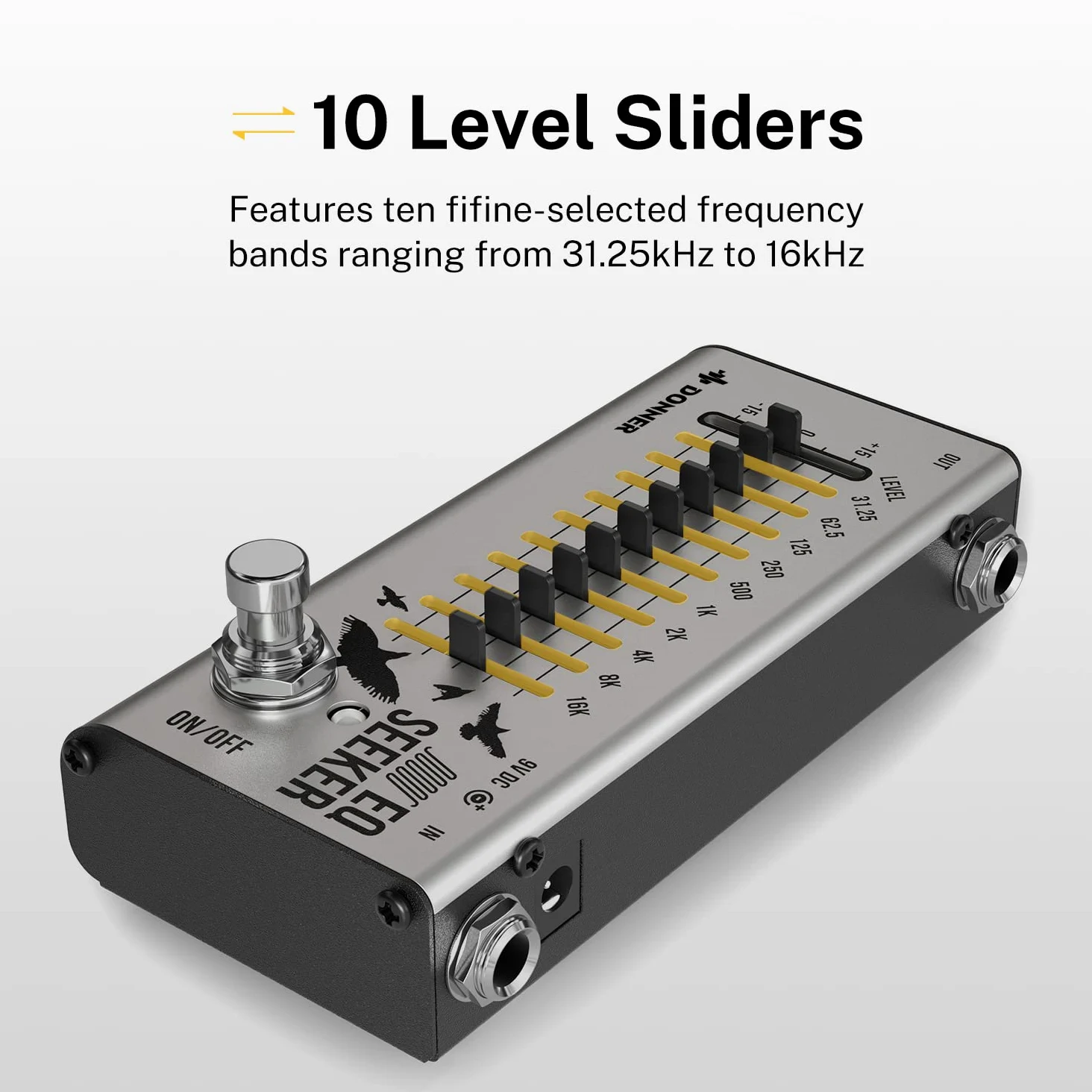 Donner EQ-Pedal, 10-Band Equalizer Pedal, EQ-Seeker für Gitarre und Bass, True Bypass