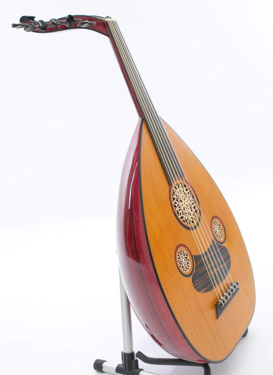 Arabischer Profi-Oud aus seltenem Violettheart – Zedernspitze, Griffbrett aus Ebenholz und Kurschner-Saiten