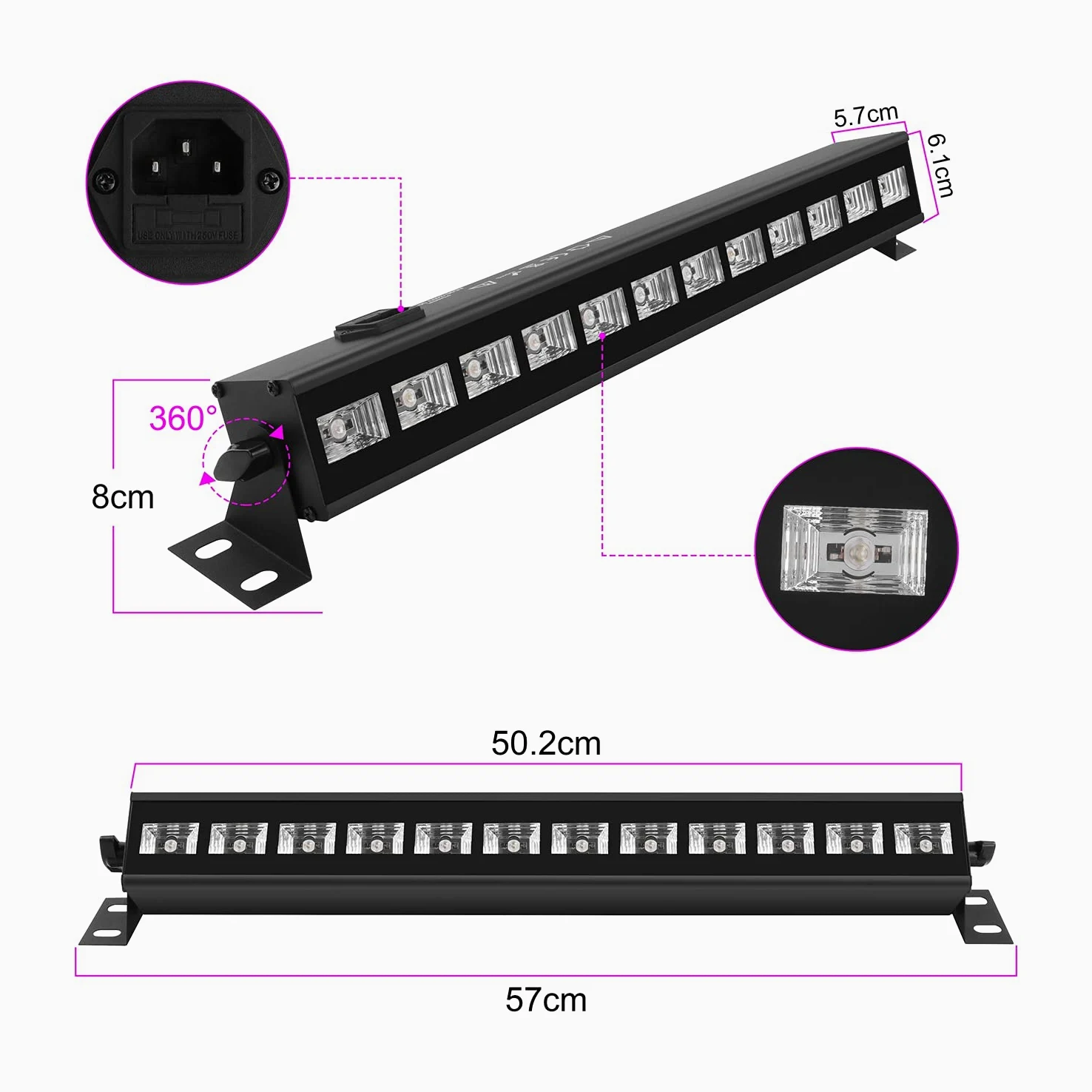 UV Beleuchtung, UKing Schwarzlicht LED mit 12 x 3W UV LED Bar Lichteffekte mit Fernbedienung Partylicht für DJ Disco Karneval Halloween und Weihnachten Bühnenbeleuchtung, 1PC