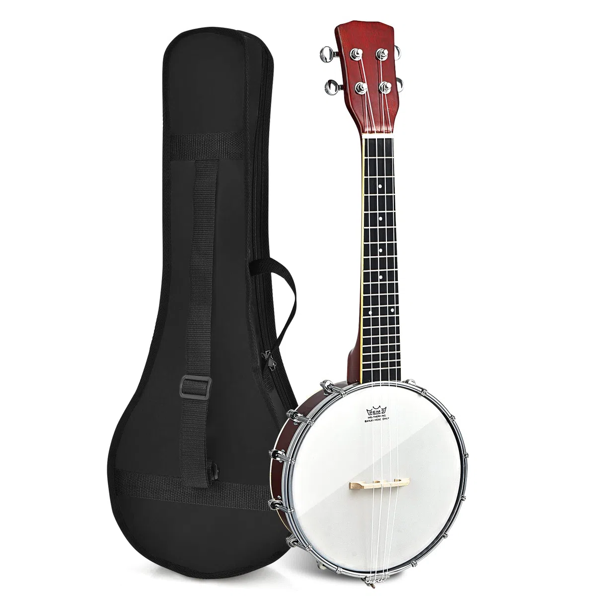 DREAMADE 4 Saiten Banjo 24 Zoll, Banjolele mit Remo-Fell und Reinigungstuch, Banjo Set für Kinder und Anfänger