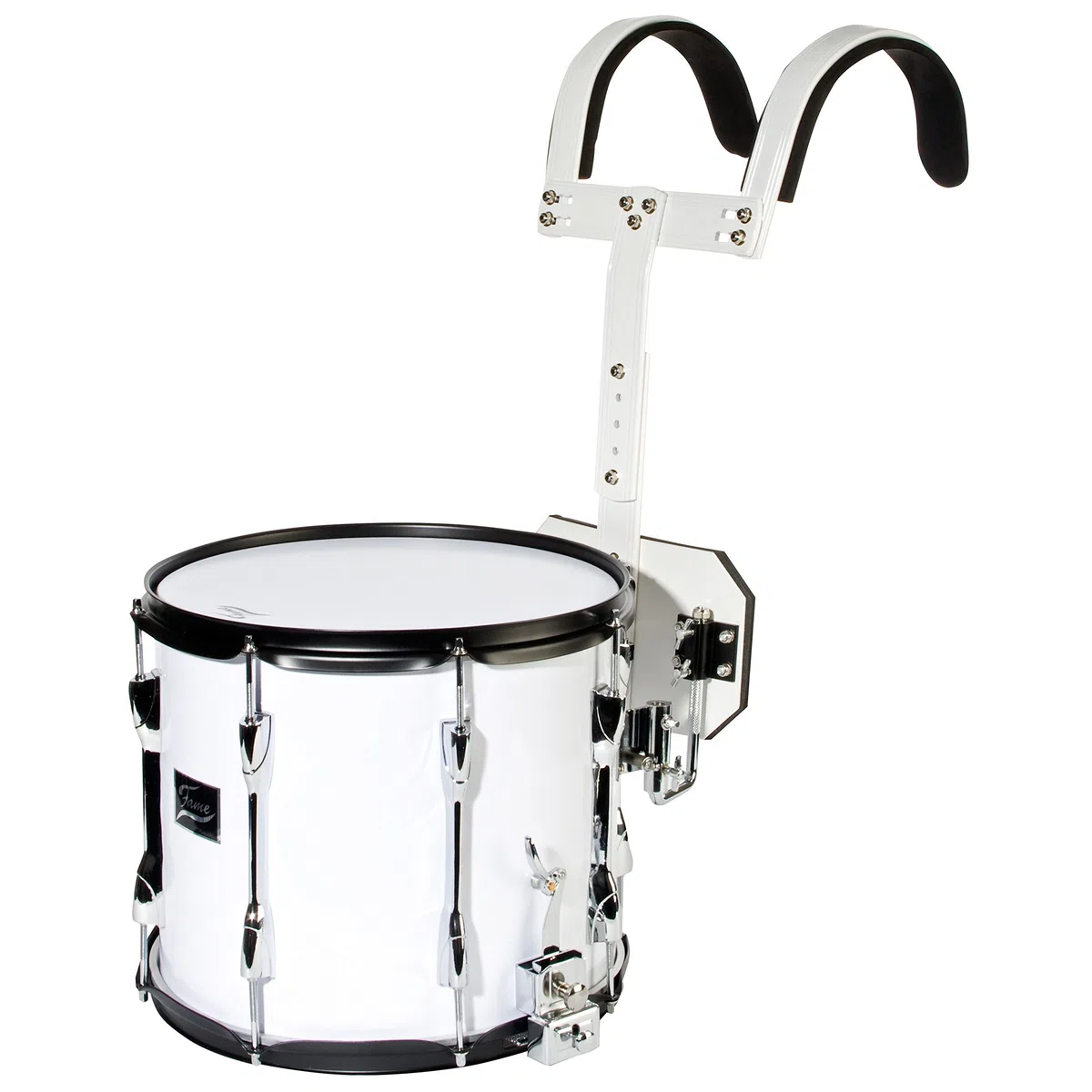 Fame Marching Snare 14x12"mit Tragegestell, Fußball Trommel, Marschtrommel, 7 kg, weiß, Musikverein, Umzüge, Remo Fell