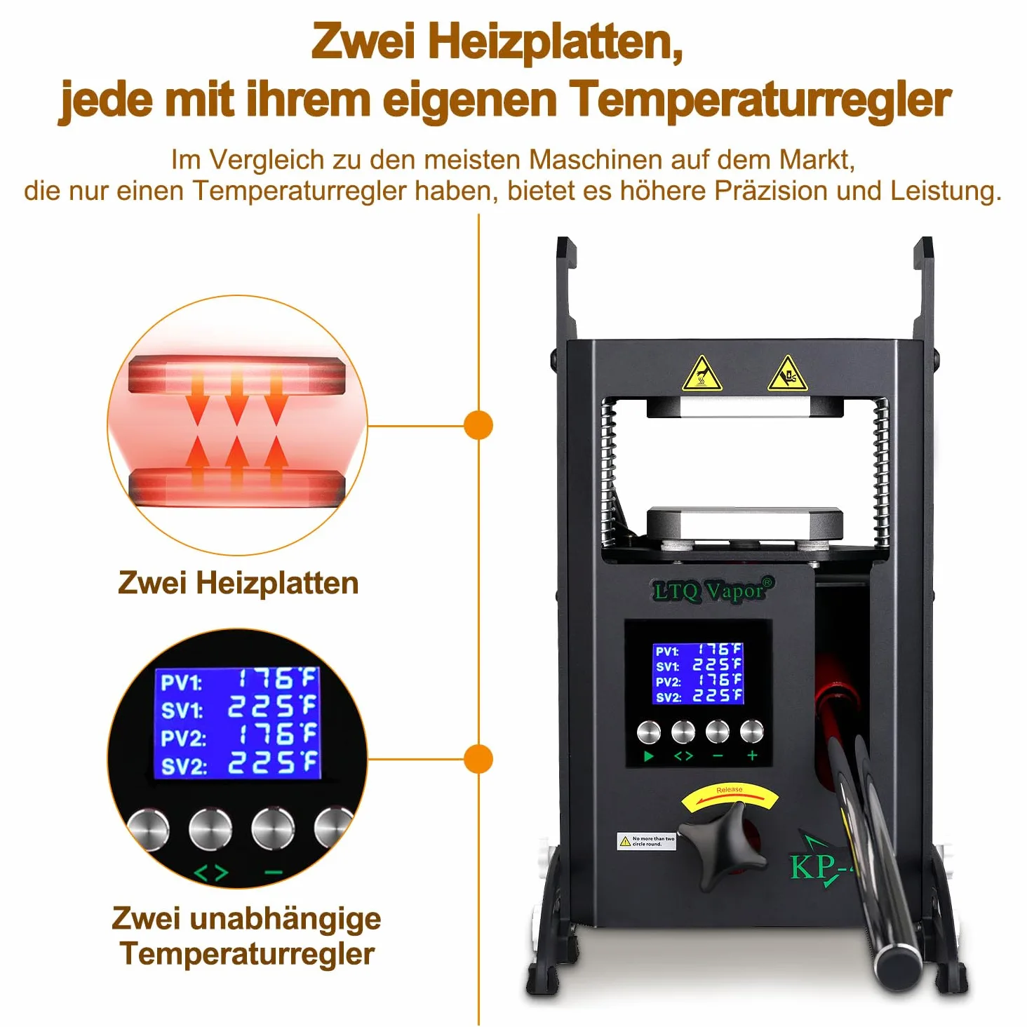 Rosin Presse 4 Tonnen Maschine 600 W Kolophonium-Extraktionsmaschine KP-4 für Kolophonium und getrocknete Blumen mit Temperaturregelung