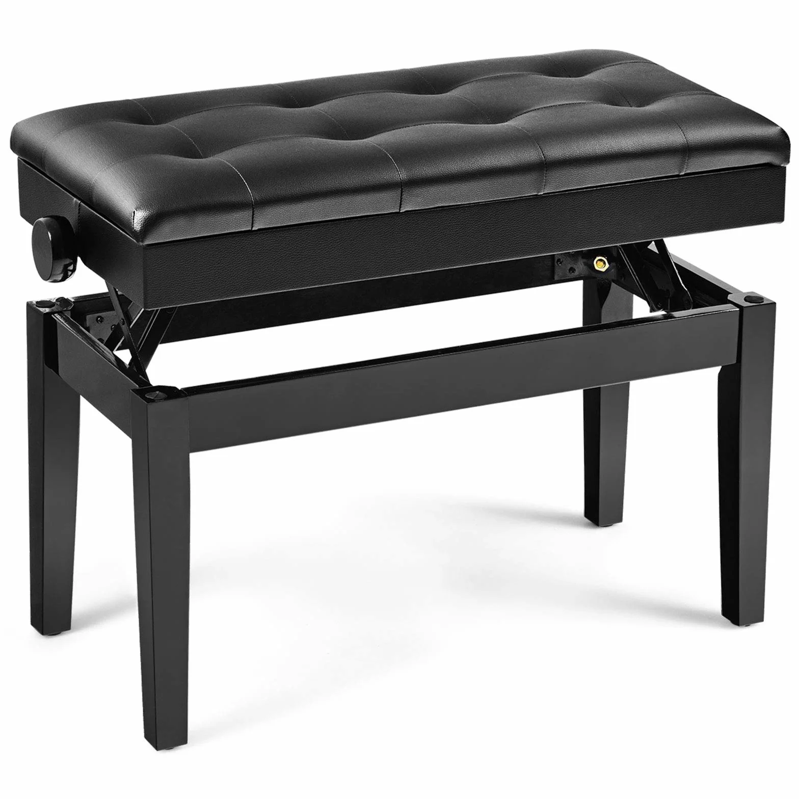 LIFEZEAL Doppelter Klavierhocker, Klavierbank höhenverstellbar, Klavierstuhl mit Aufbewahrungsbox, Pianobank Piano Hocker für 2 Personen, Schwarz
