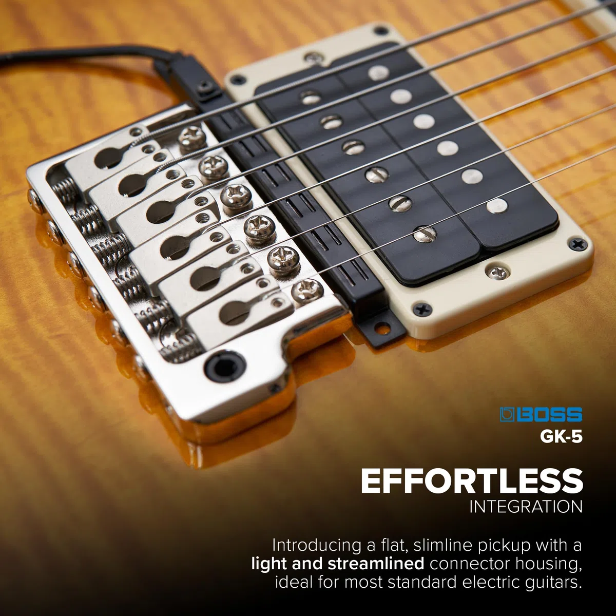 BOSS GK-5 Hexaphonischer Tonabnehmer für E-Gitarren, Für die neueste Generation der BOSS Gitarren-Synthesizer, Unterstützt die Serial GK Schnittstelle, Stabile digitale Signalübertragung