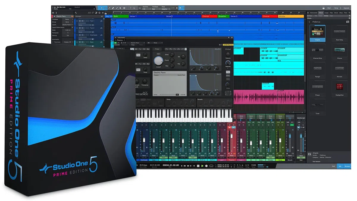PreSonus R80 AMT Studiomonitor mit 8" Treiber und Bändchenhochtöner, Schwarz