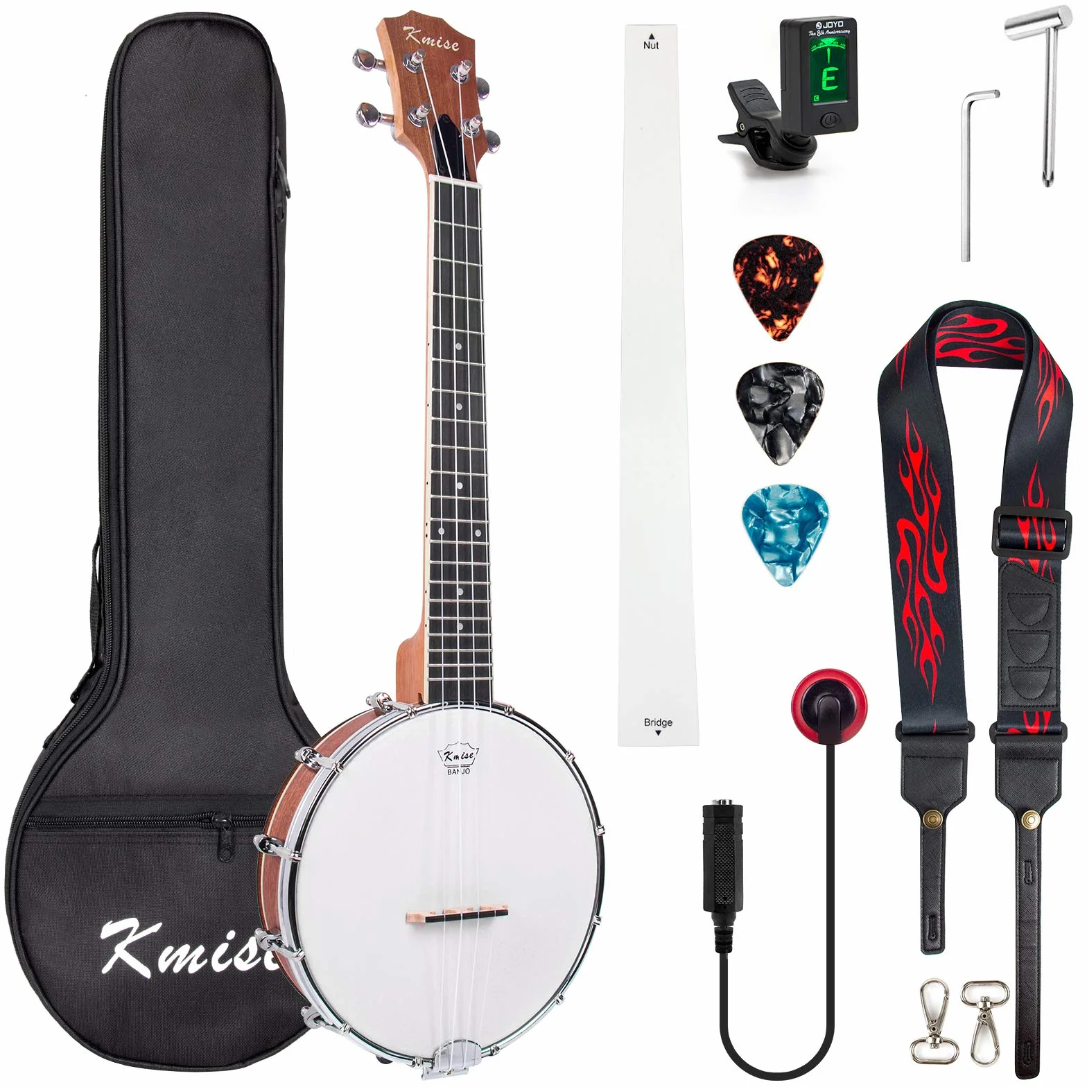 Tenor-Banjo-Ukulele, Kmise Vielseitige Banjolele, 66 cm Banjo-Lele für professionelle Erwachsene Anfänger mit abnehmbarem Rücken, Tasche, Gurt, Stimmgerät, Plektren (Tenor-Banjolele)