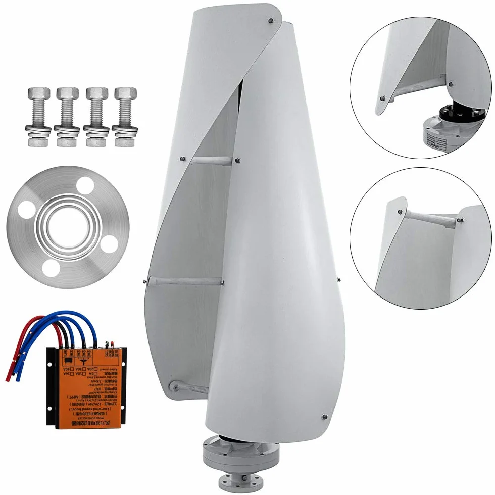 Vertikale Windgenerator mit Wind Controller, 12V 400W Windkraftanlagen Vertikal Wind Turbine mit 2 Flüge im Freien Windrad
