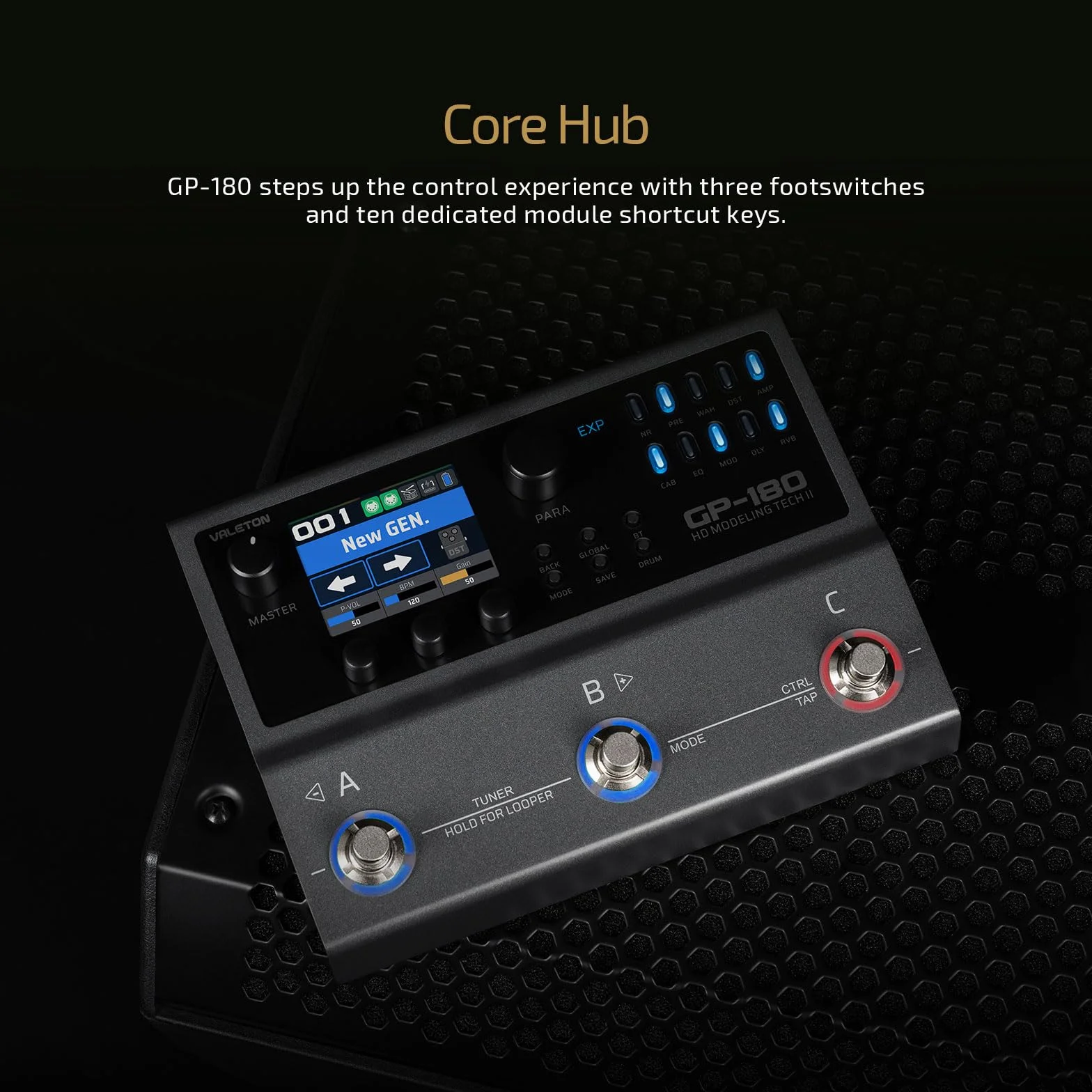 VALETON Multi-Effekt Prozessor mit HD-Modelling, 200+ Effekten, IR & NAM, Looper, Drum Machine, USB Audio Interface GP-180