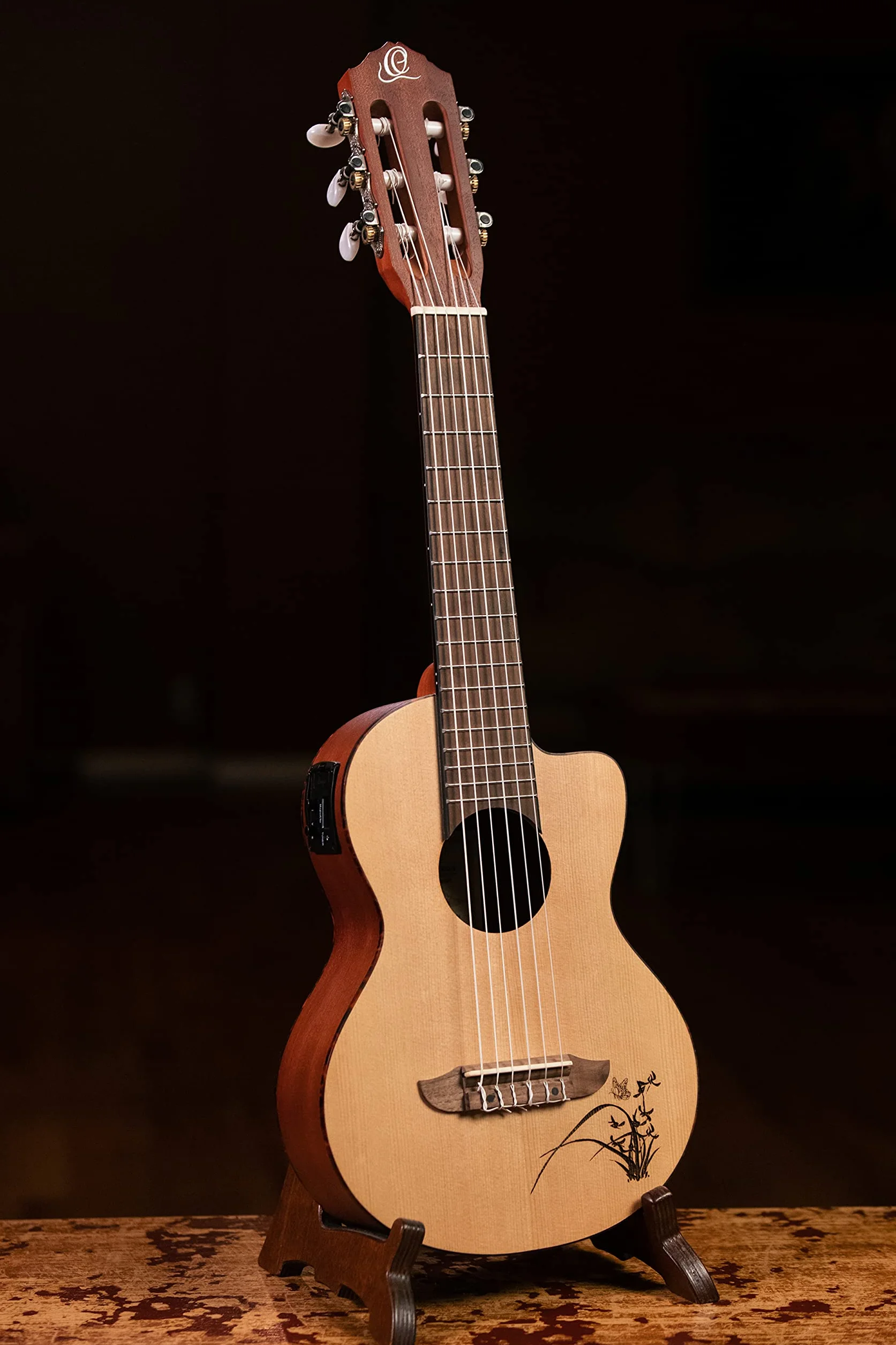 Ortega Guitars Reise Gitarre Elektro-Akustisch – Mini Travel Series – Fichte, Mahagoni, Natur (RGL5CE)