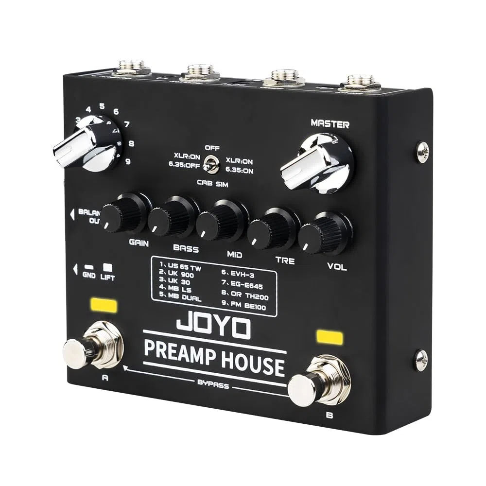 JOYO Cabinet Simulator Pedal Dual Channel mit Clean und Distortion für E-Gitarre (Preamp House R-15)