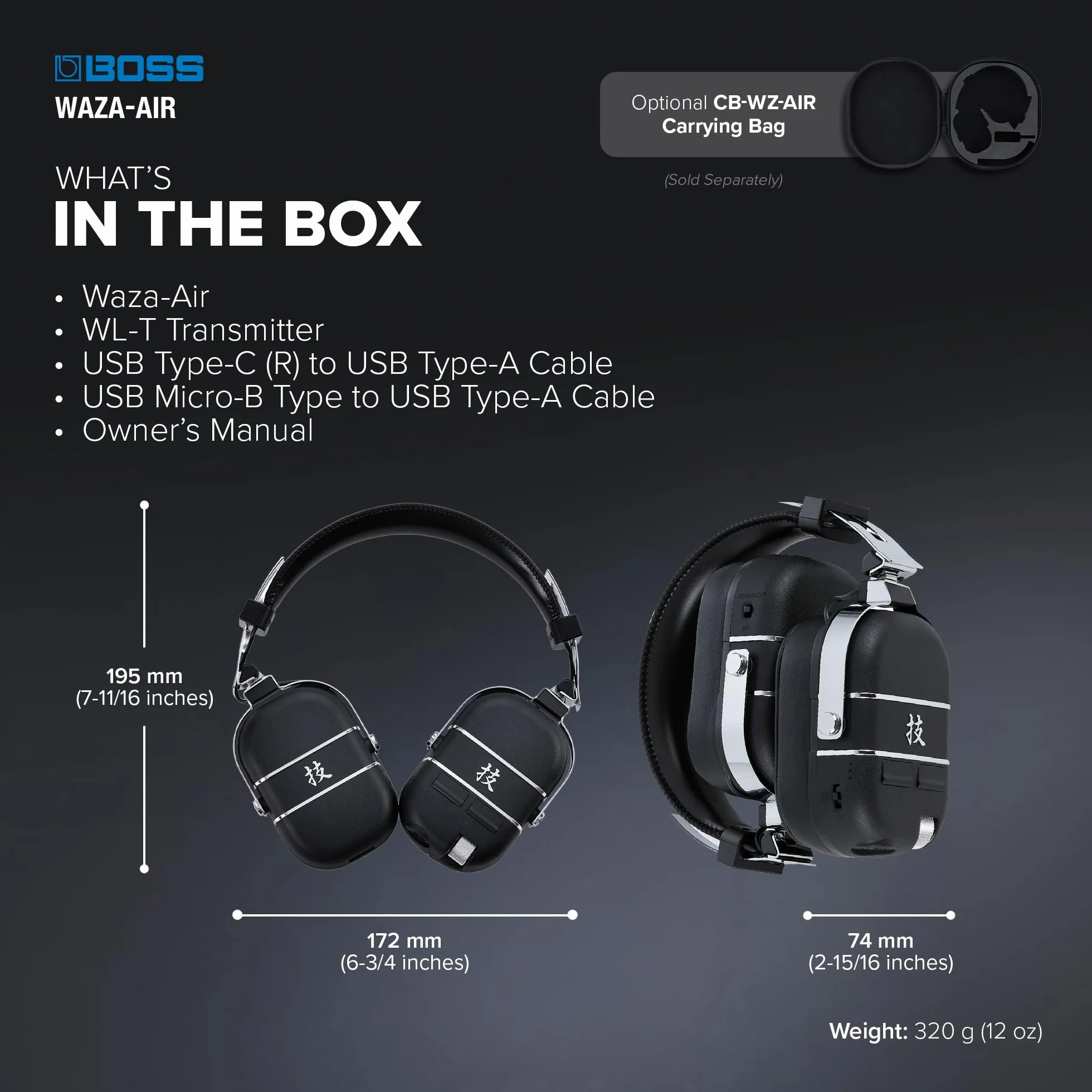 BOSS WAZA-AIR Wireless Personal Guitar Amplification System, moderne BOSS Raumklang-Technologie & Gyro-Sensor mit für ein natürliches 3D Ambience-Gefühl