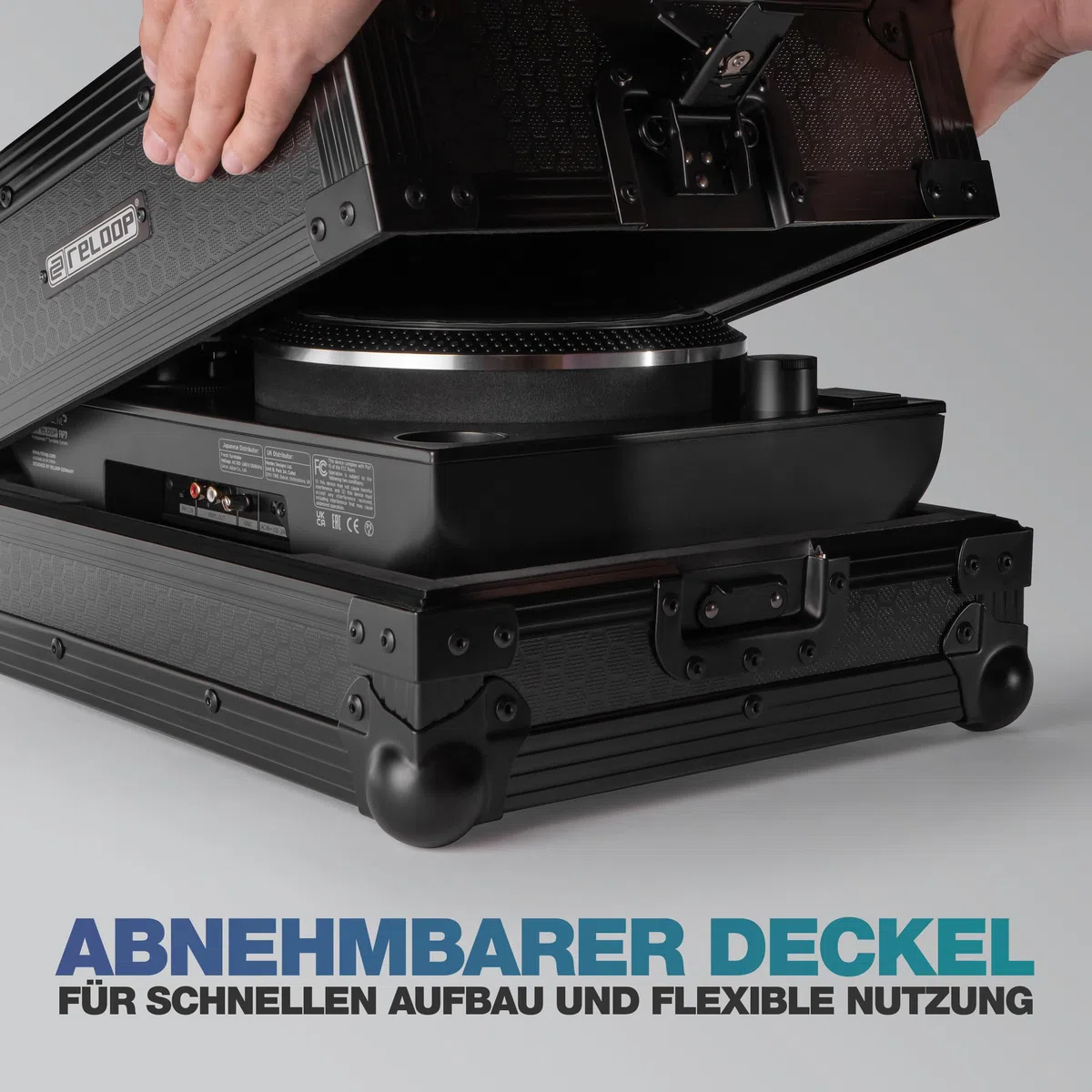 Reloop Premium RP-7 Turntable Case - Robuste Konstruktion mit kratzfester Hexa-Oberfläche in mattem Schwarz