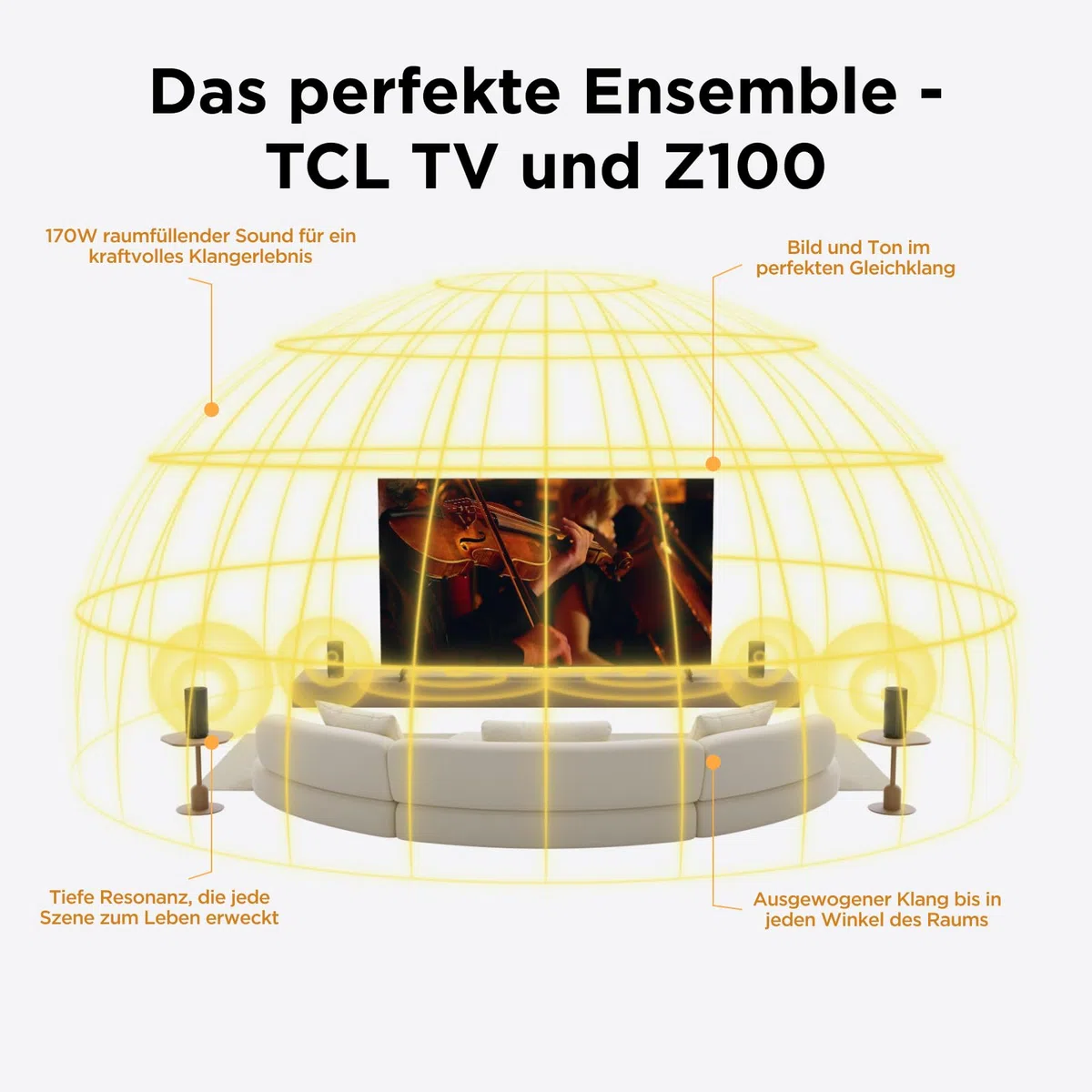 TCL Z100 Kabelloser Subwoofer für Immersiven 3D Heimkino-Sound, Dolby Atmos & Tiefer Bass - Ergänzung Z100 Speaker erforderlich - Platzsparendes Design & Flexible Platzierung