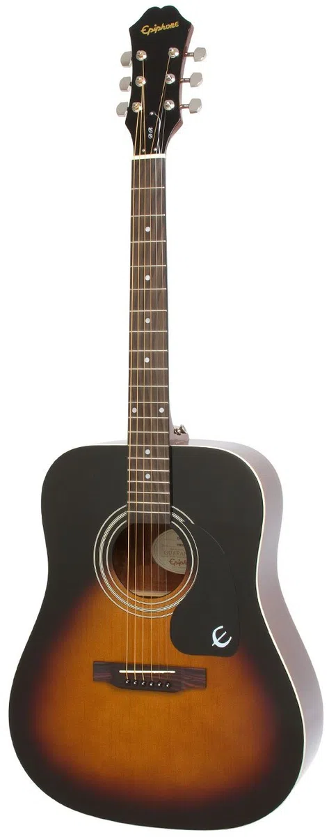 Epiphone DR-100 Dreadnaught Akustik-Gitarre (Vintage Sunburst Lack, Mahagoni Korpus, Ausgewählte Fichtendecke, 25.5 Mensur, Palisander Griffbrett)