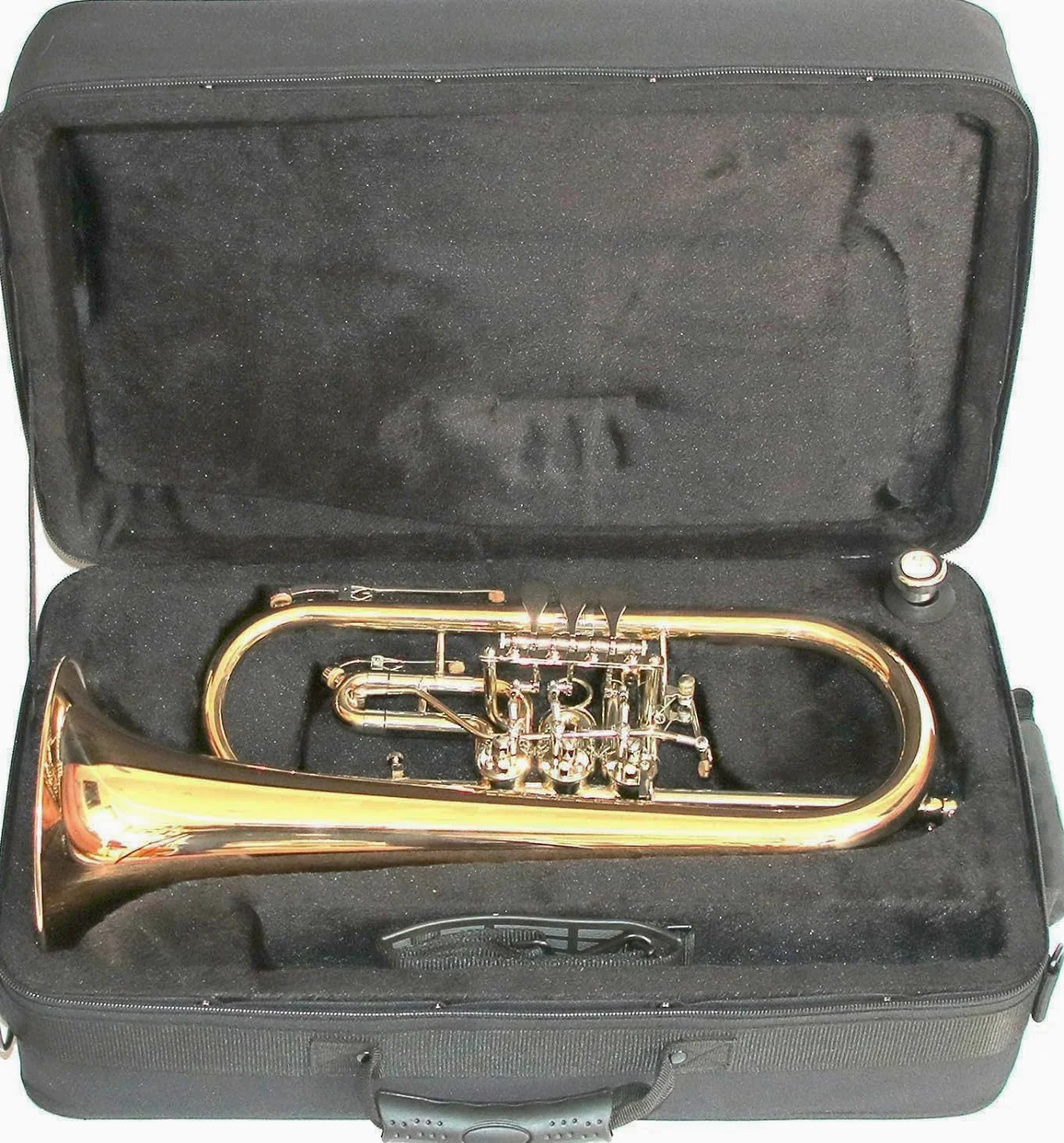 TFH-580G Flügelhorn in B in Goldmessing - 3 Drehventile mit Trigger - komplett mit Koffer, Mundstück & Zubehör